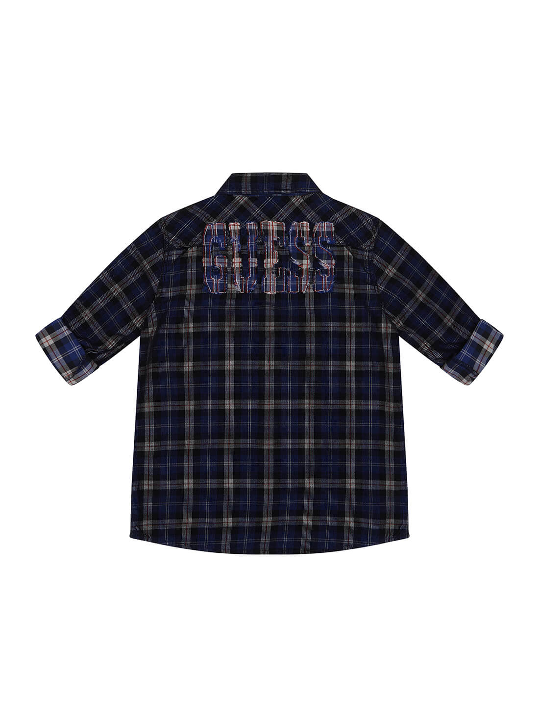 GUESS Little Boys Blue Check Velour Shirt (2-7) N1BH02WE8O0 Back View