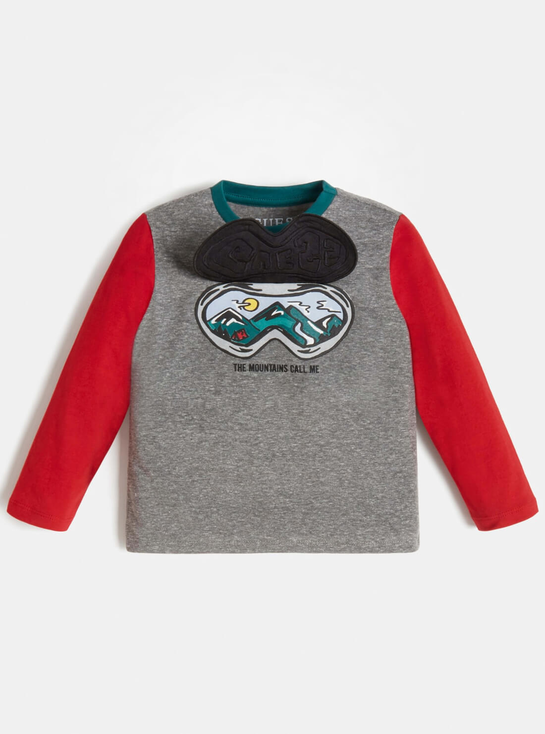 GUESS Little Boys Grey Red Mountain Logo T-Shirt (2-7) N1BI24KAV10 Open Flap Front View