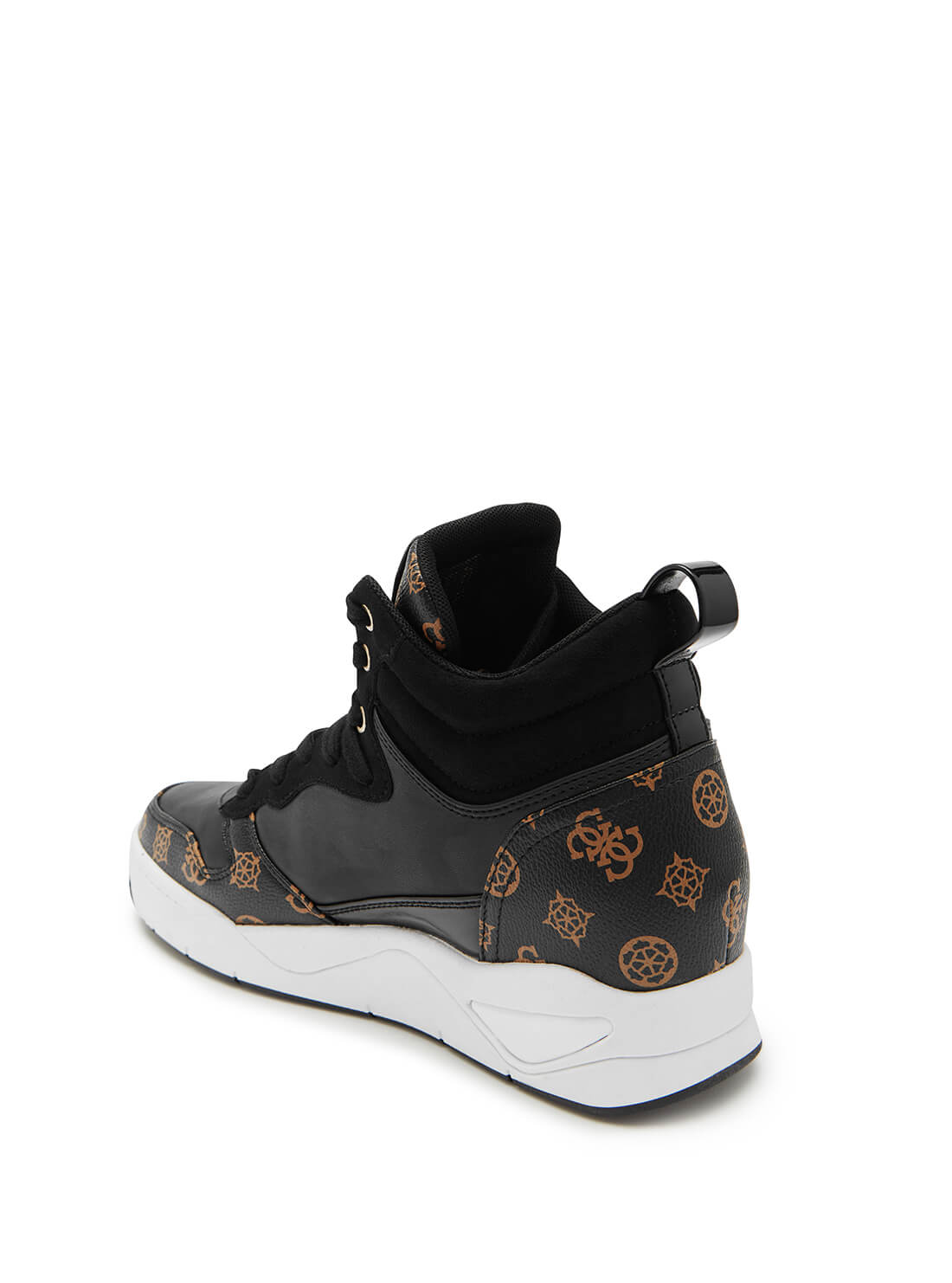 GUESS Women's Brown Logo Dense High-Top Platform Sneakers DENSE-A Back View