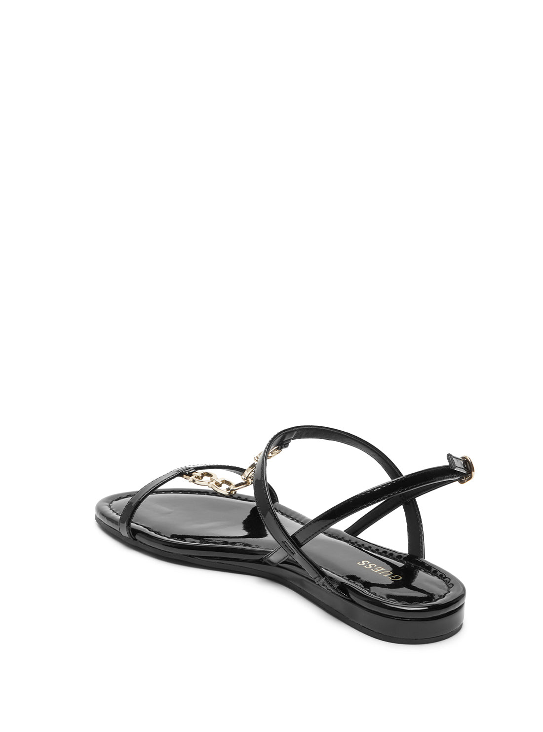 GUESS Womens  Black Logo Chain Jillen Sandals JILLEN-A Back View