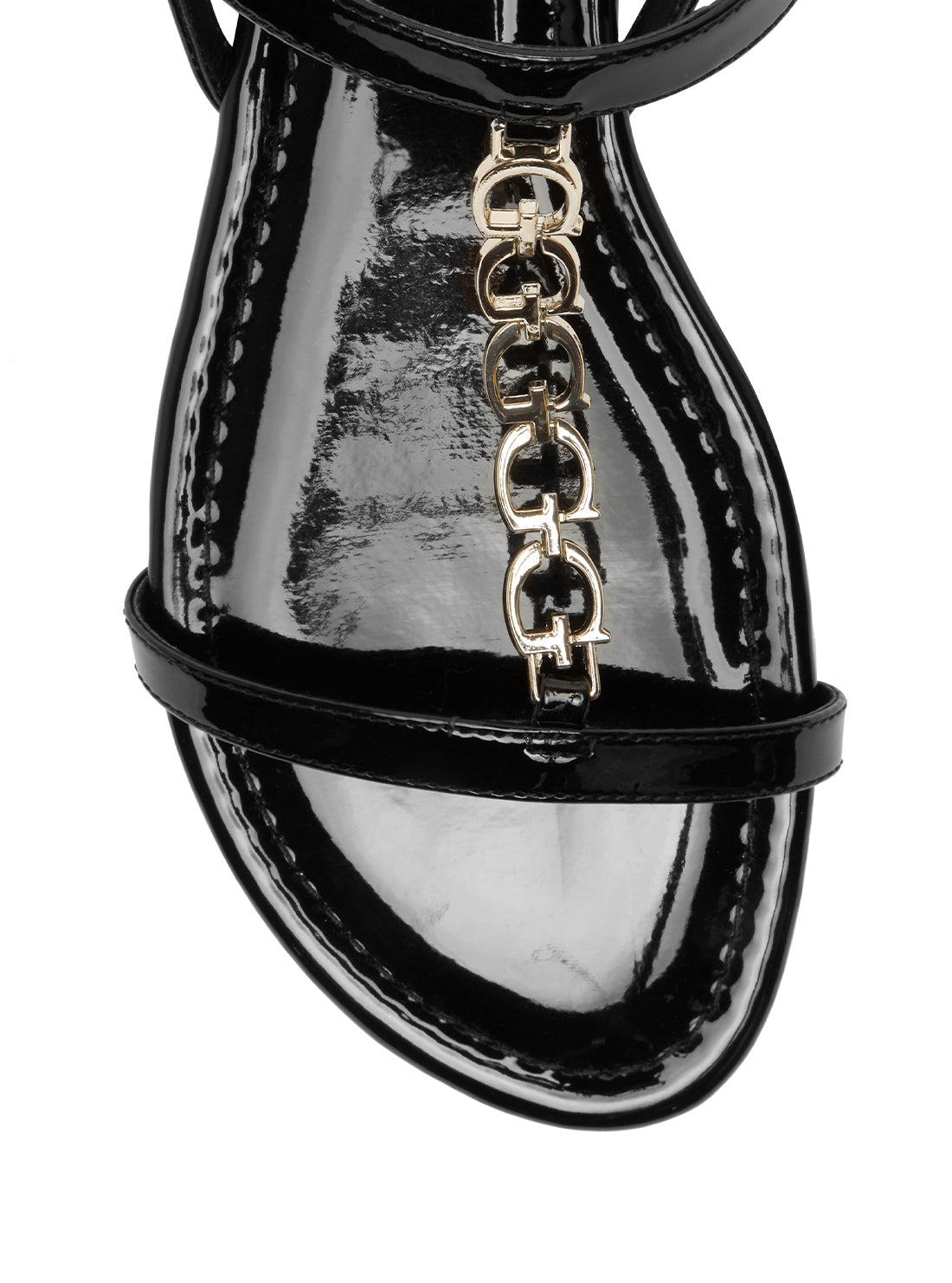 GUESS Womens  Black Logo Chain Jillen Sandals JILLEN-A Top View