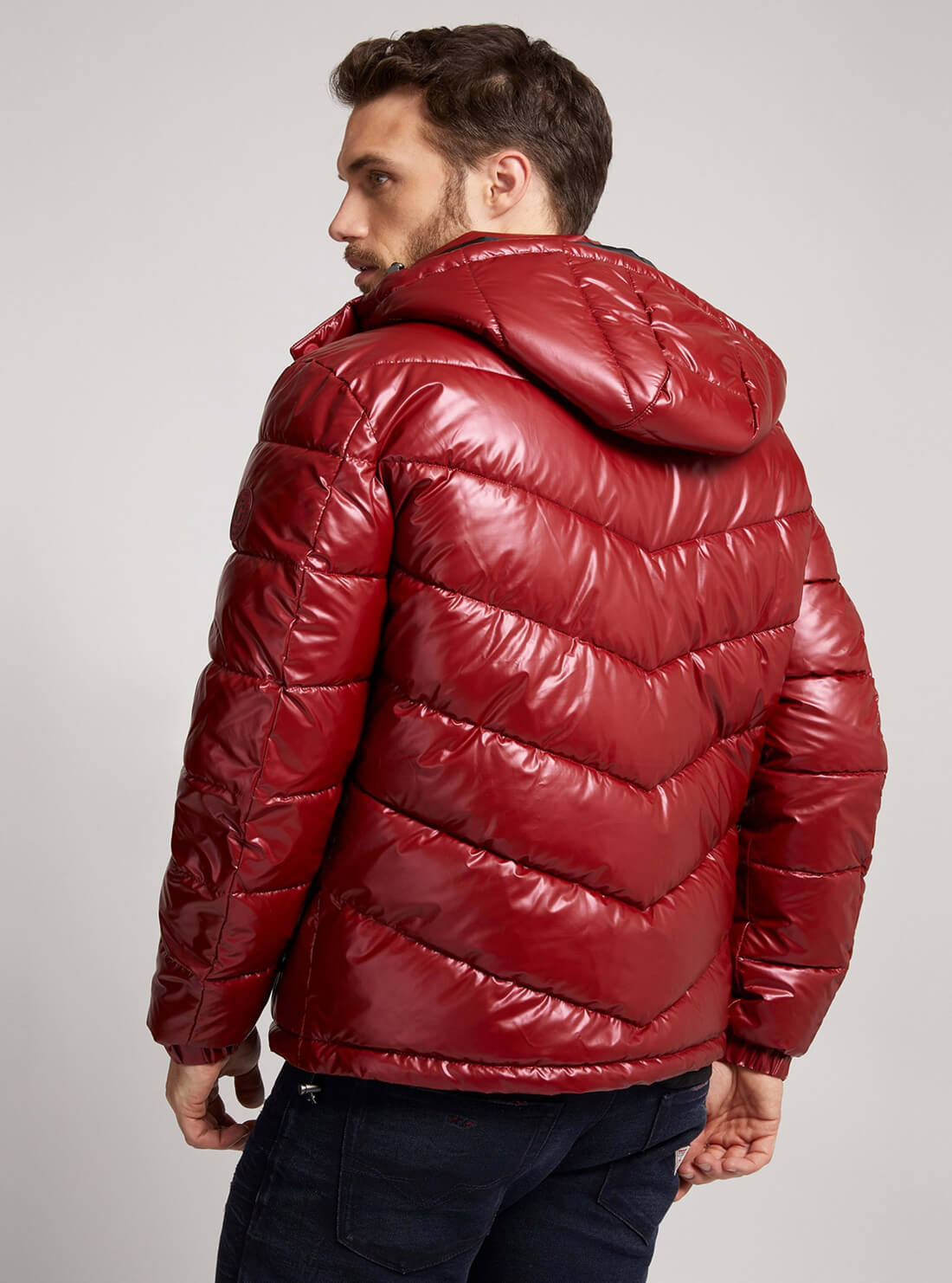 GUESS Mens Red Metal Space Puffer Jacket M1BL25WEA20 Back View