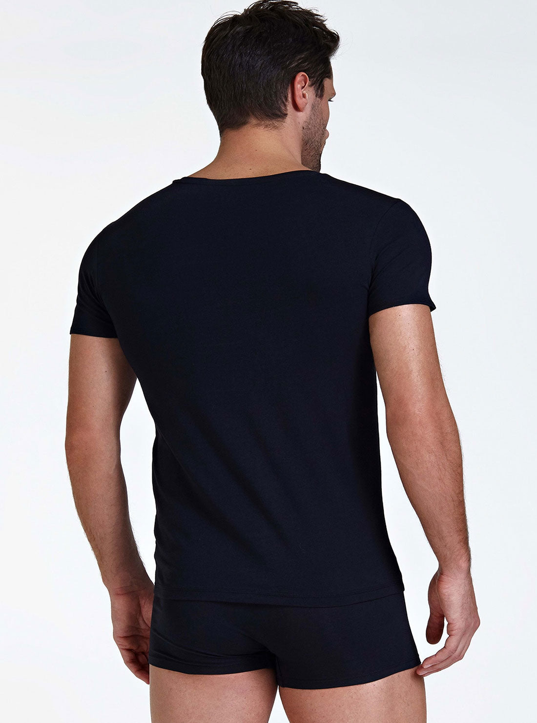 GUESS Mens Black 2-Pack Crew Neck Tee U97G02JR003 Back View