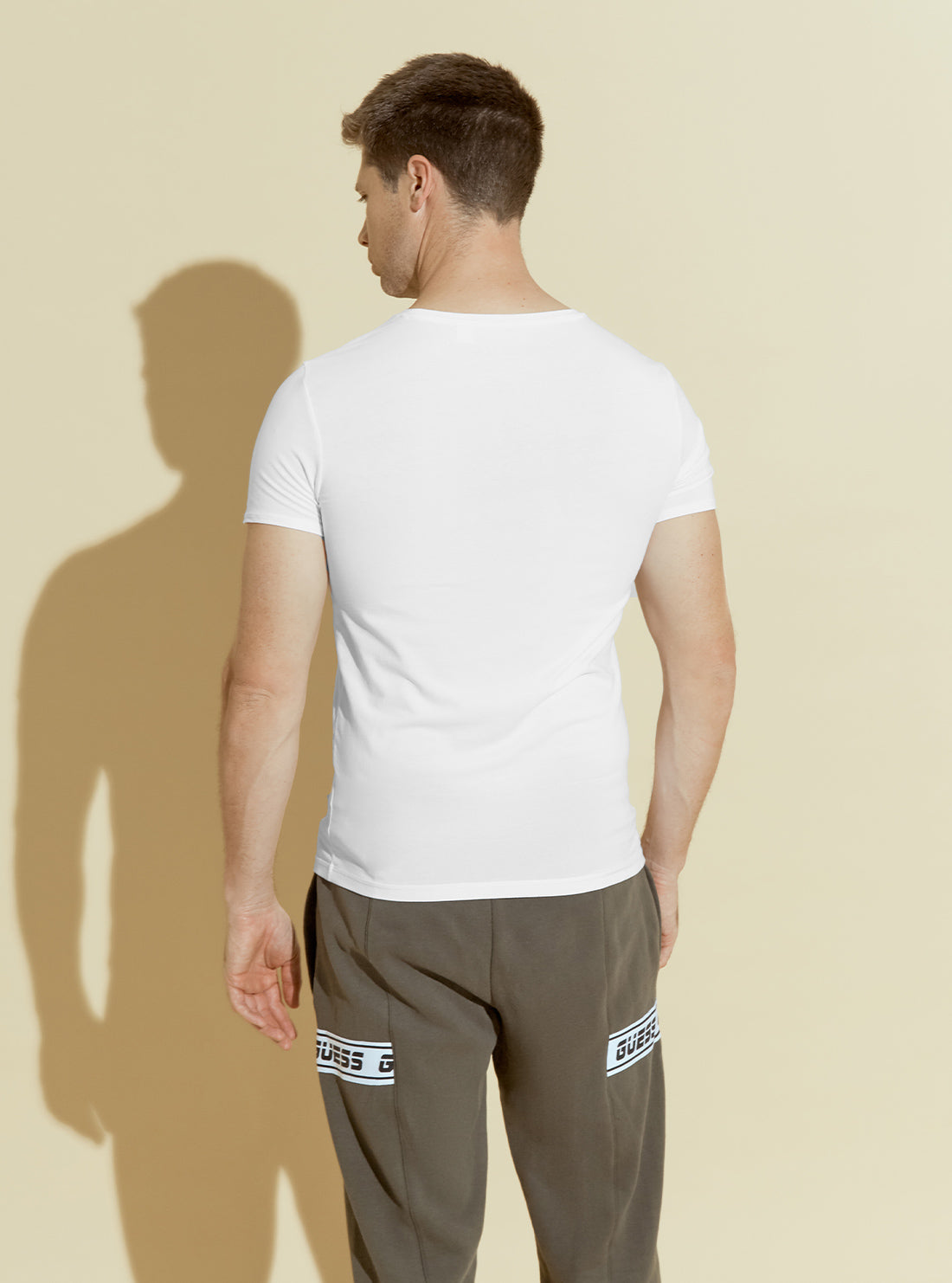 GUESS Mens White  2-Pack Crew Neck Tee U97G02JR003 Back View