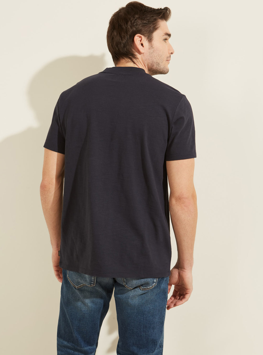 GUESS Mens Deep Navy David Nylon Pocket T-Shirt M1GP18RA7O0 Back View