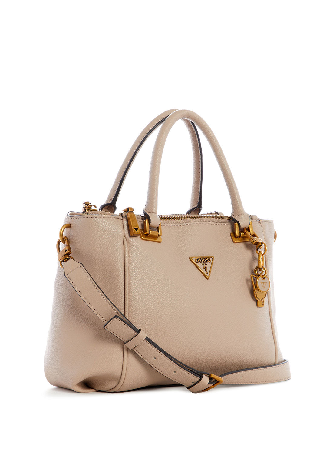 GUESS Womens  Beige Destiny Status Satchel VB787806 Front Side View