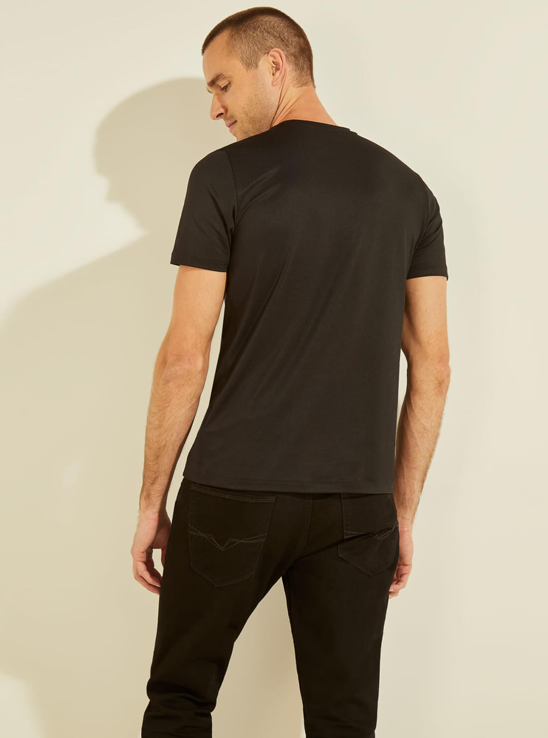 GUESS Mens Eco Black Anderson Sports T-shirt U1YA08MC03Y Back View