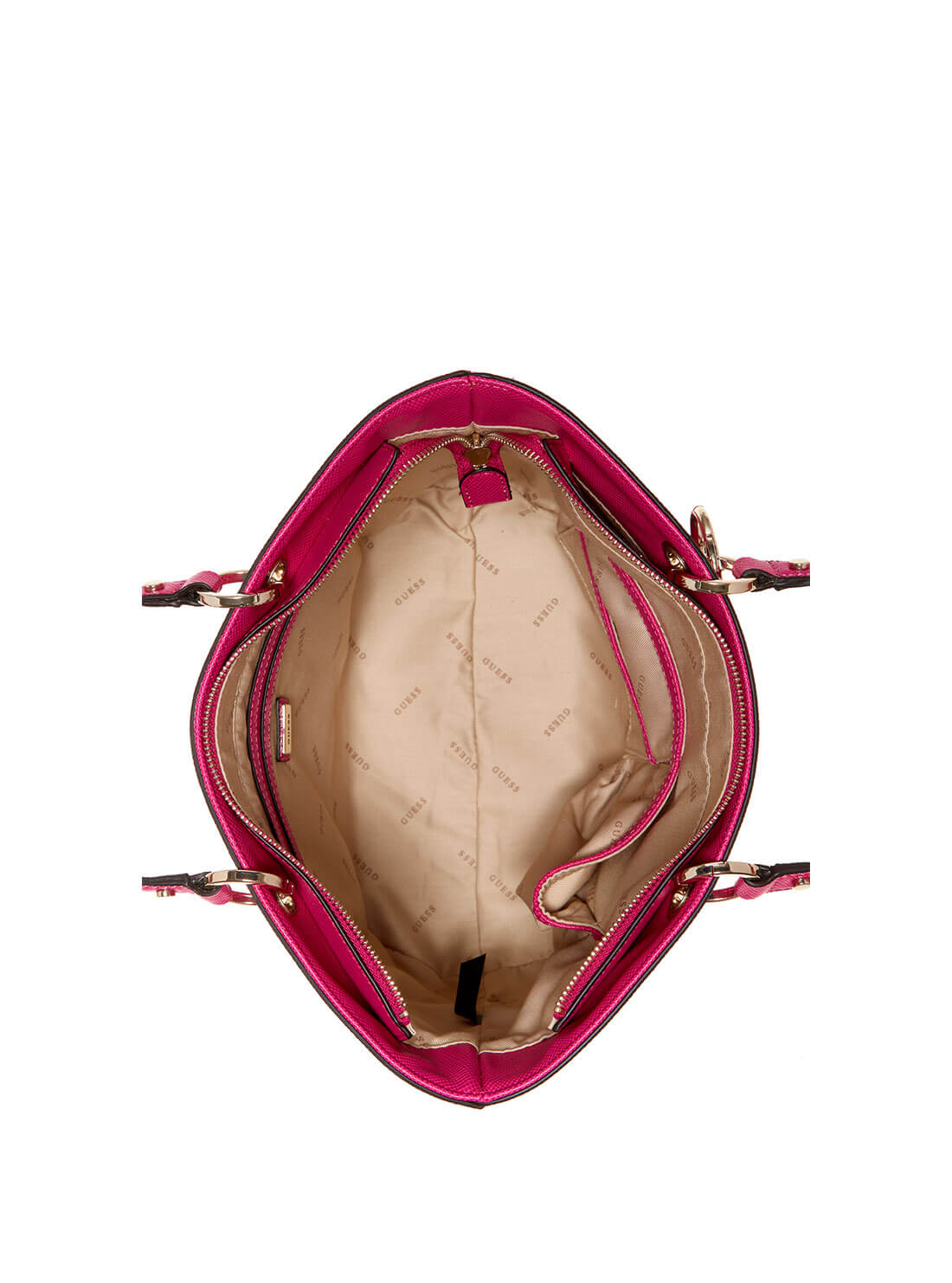 GUESS Womens  Hot Pink Noelle Small Elite Tote Bag ZG787922 Inside View