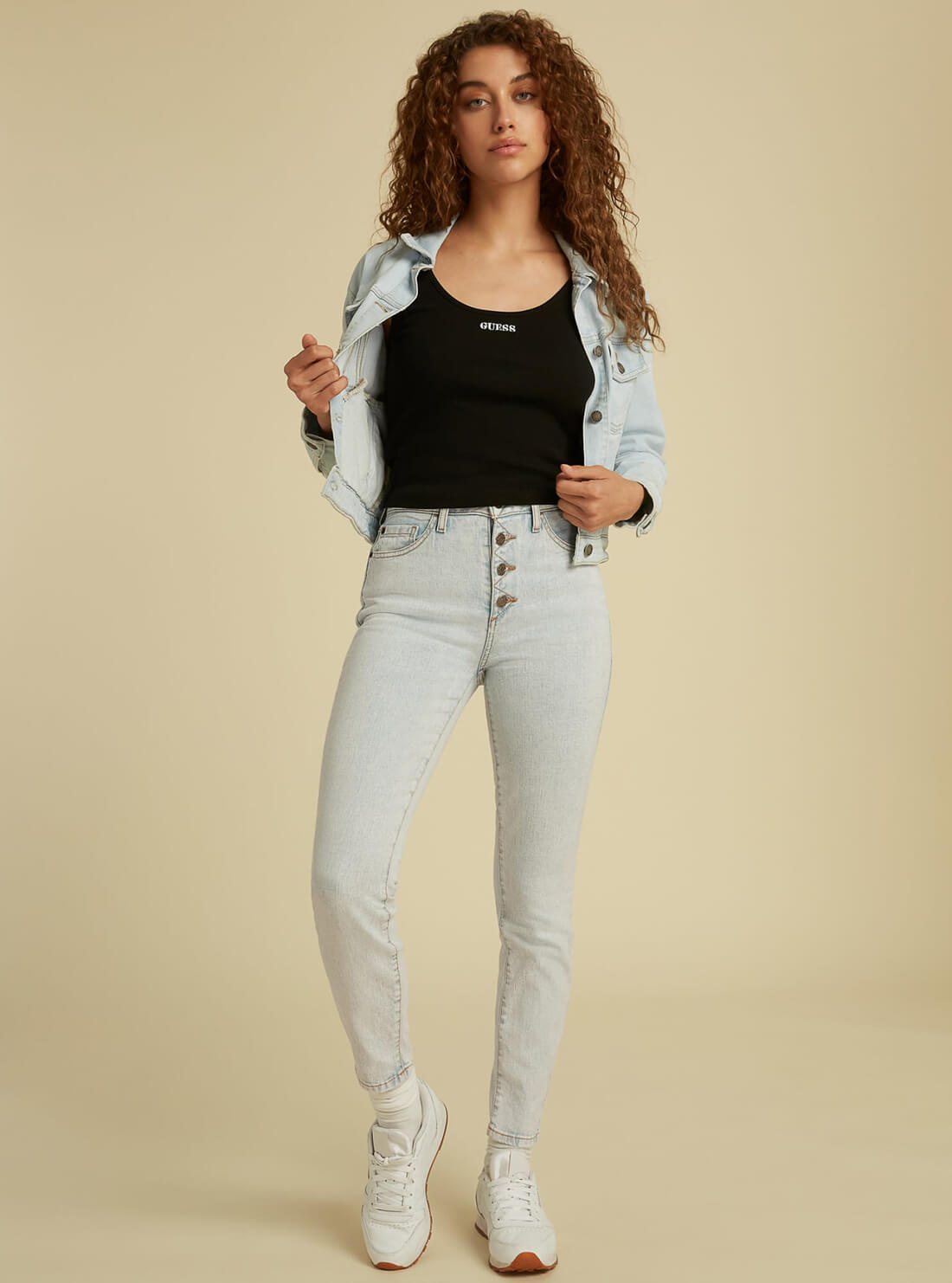 GUESS Womens GUESS Originals High-Rise Skinny Denim Jeans in Light Acid Wash W1GA08R49T1 Full View
