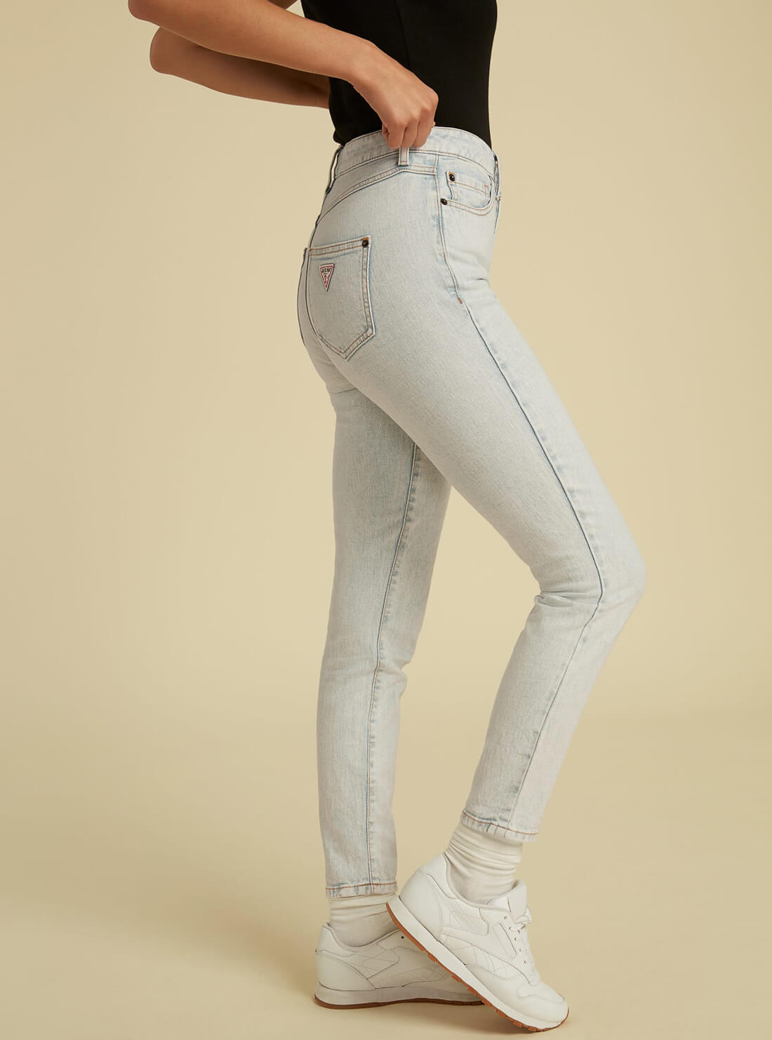 GUESS Womens GUESS Originals High-Rise Skinny Denim Jeans in Light Acid Wash W1GA08R49T1 Side View