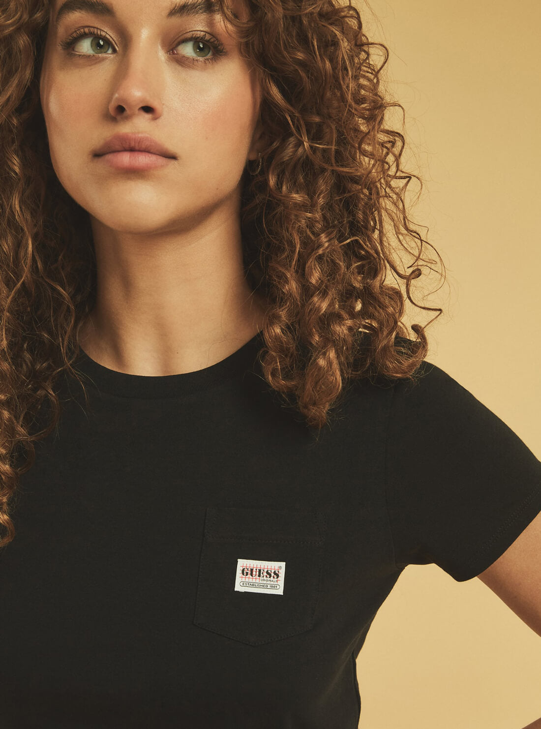 GUESS Women GUESS Originals Black Kit Baby Basic T-Shirt WBYI00R9YD1 Detail View