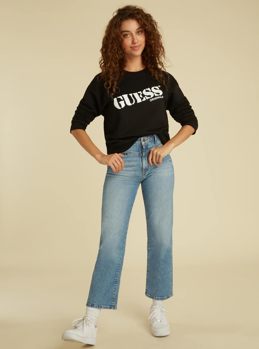 GUESS Womens GUESS Originals Black Kit Jumper WBYQ00RA1B2 Full View