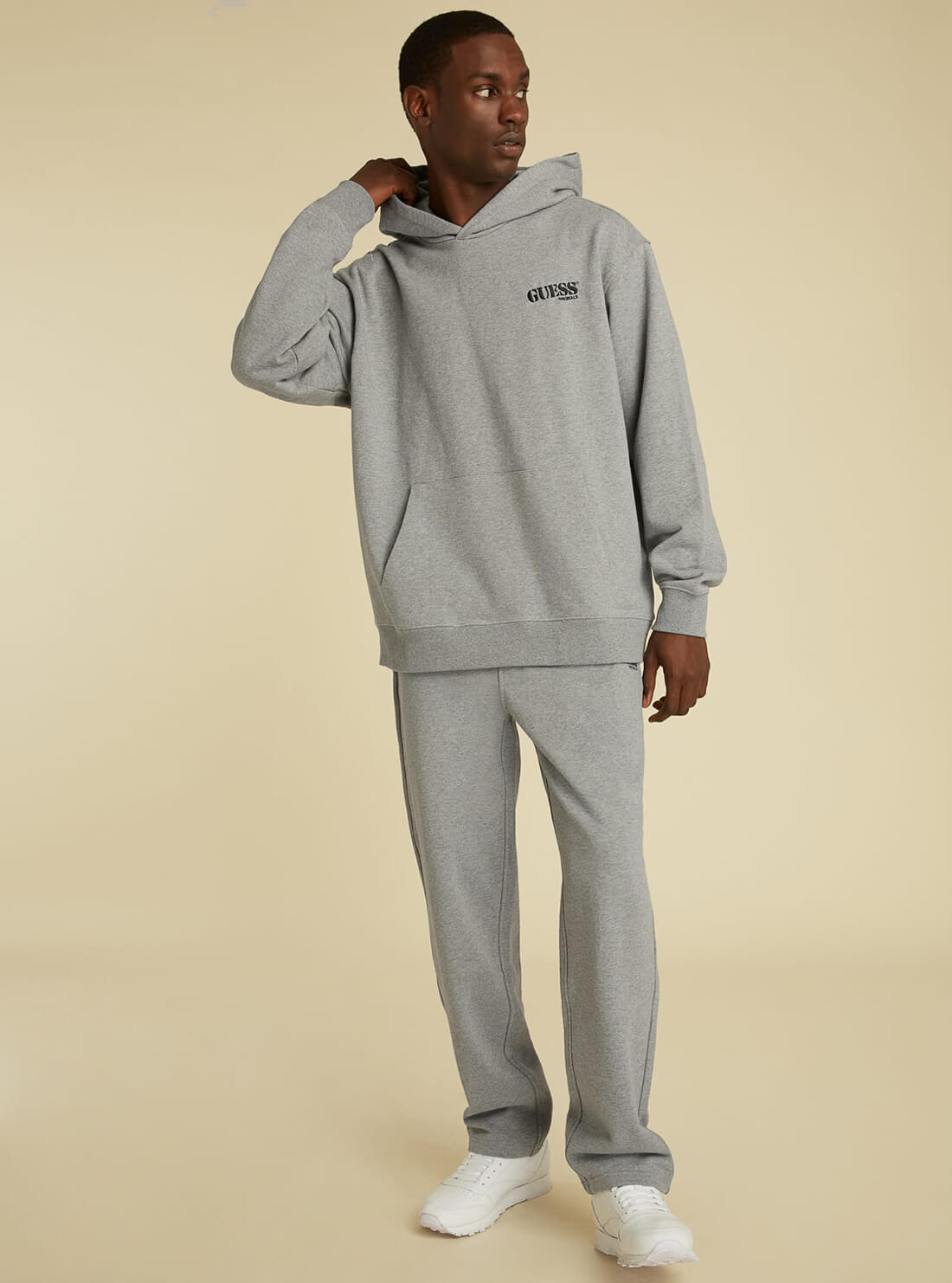 GUESS Mens GUESS Originals Grey Kit Hoodie MBYQ00RA1B3 Full View