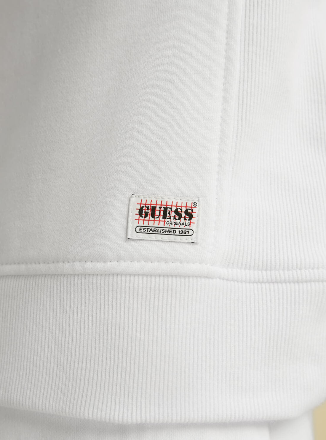 GUESS Mens GUESS Originals White Kit Crewneck Pullover MBYQ00RA1B2 Detail View