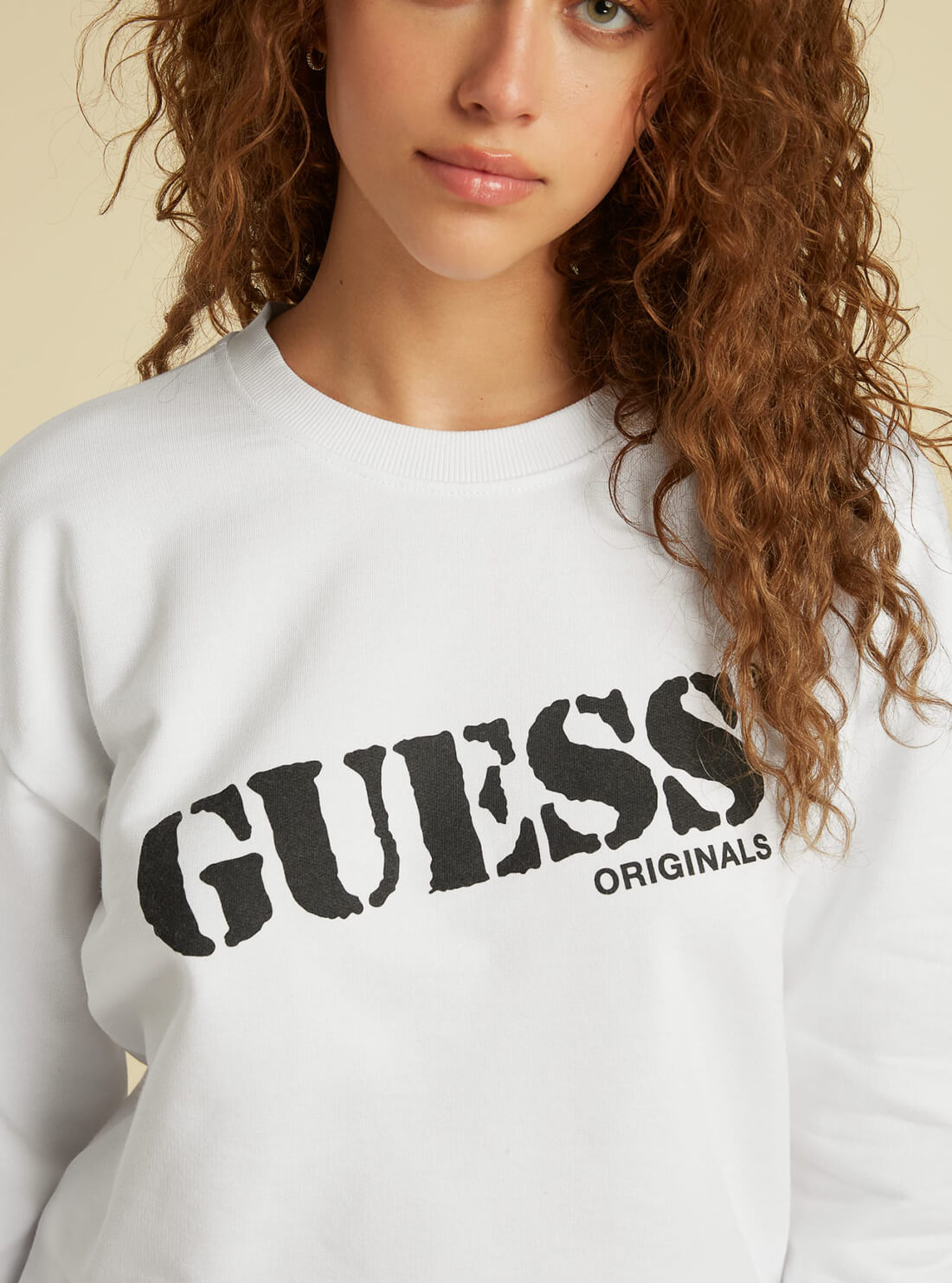 GUESS Womens GUESS Originals White Kit Jumper WBYQ00RA1B2 Detail View