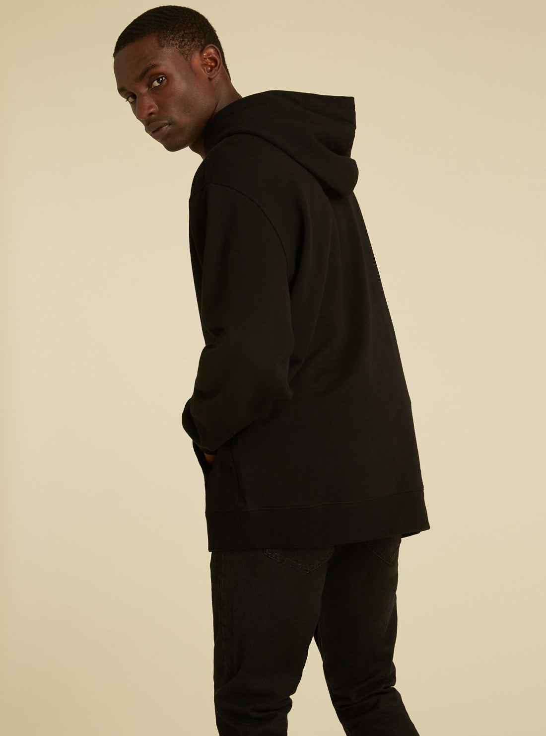 GUESS Mens GUESS Originals Black Kit Hoodie MBYQ00RA1B3 Back View