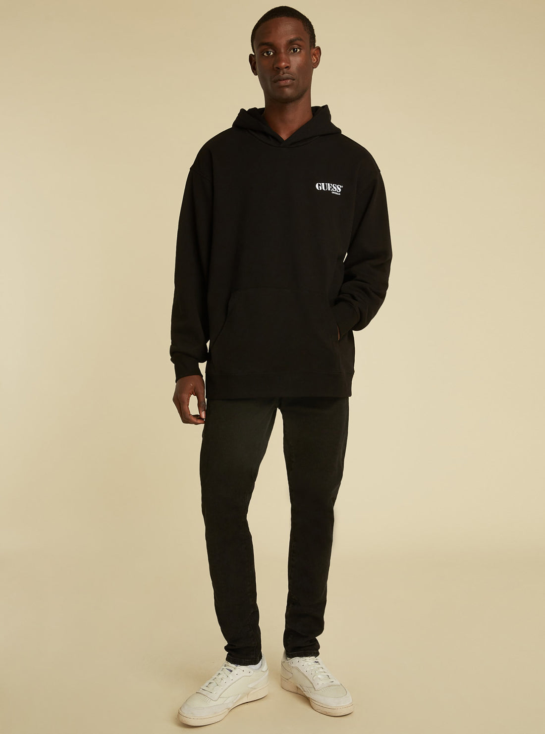 GUESS Mens GUESS Originals Black Kit Hoodie MBYQ00RA1B3 Full View