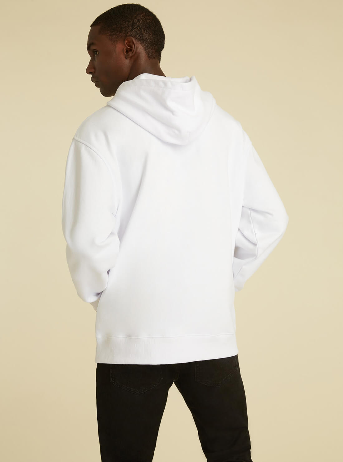 GUESS Mens GUESS Originals White Kit Hoodie MBYQ00RA1B3 Back View
