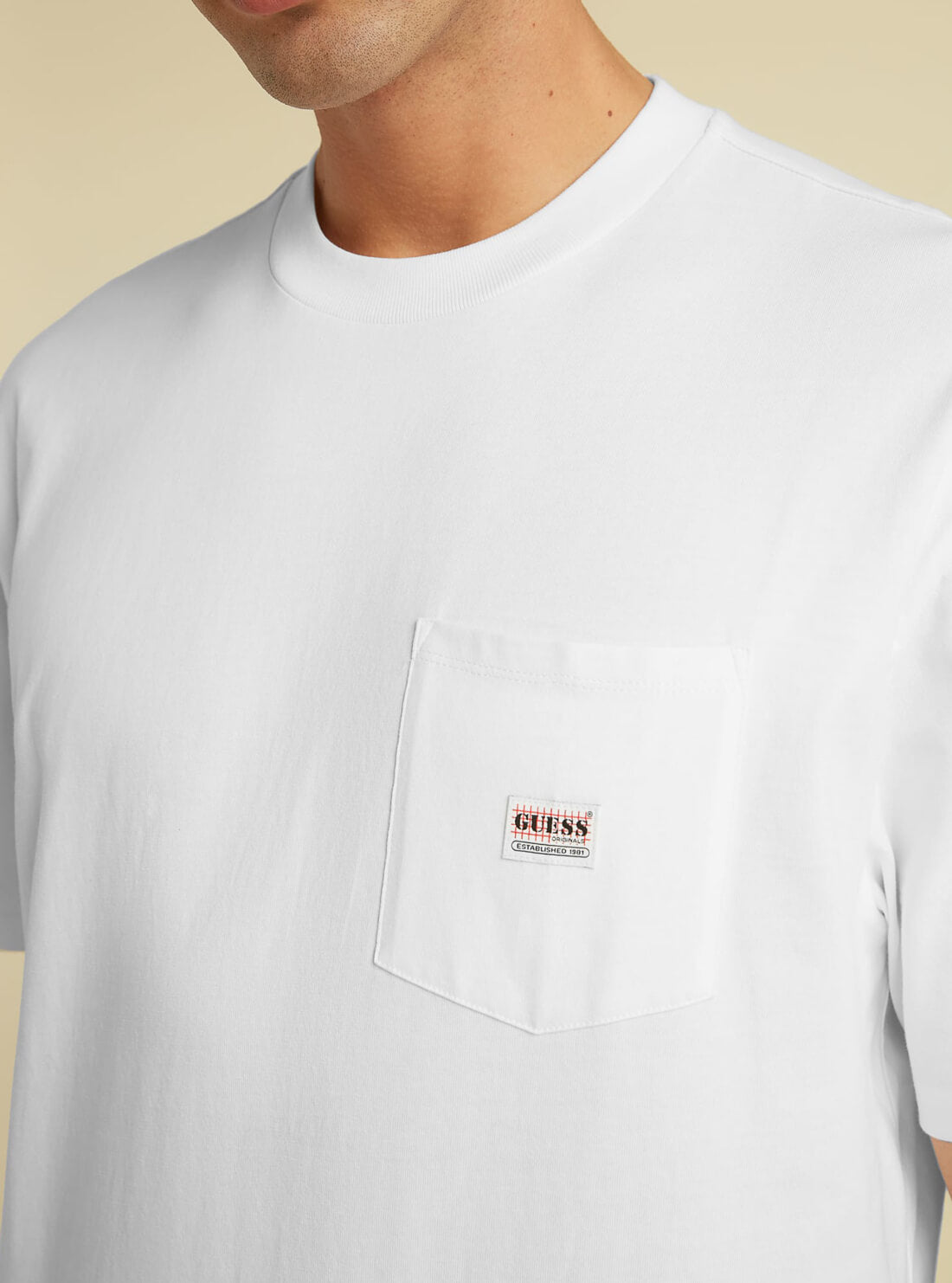 GUESS Mens GUESS Originals White Pocket T-Shirt M1GI11RAGP0 Detail View
