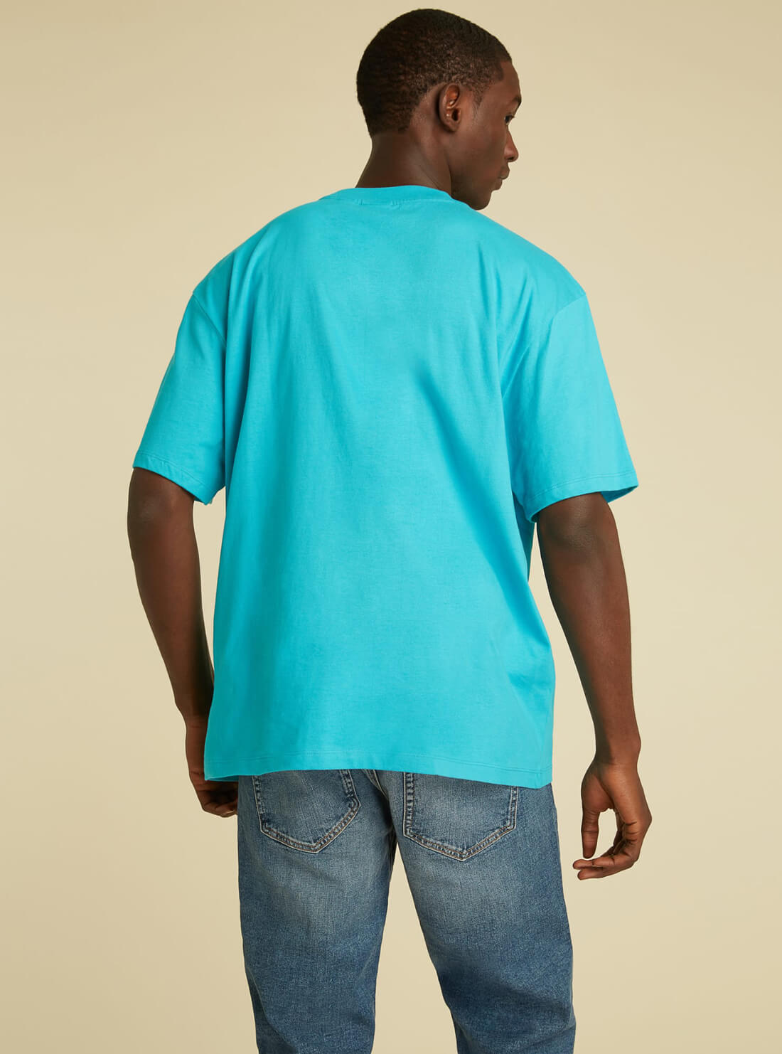 GUESS Mens GUESS Originals Paraiso Blue Pocket T-Shirt M1GI11RAGP0 Model Back View