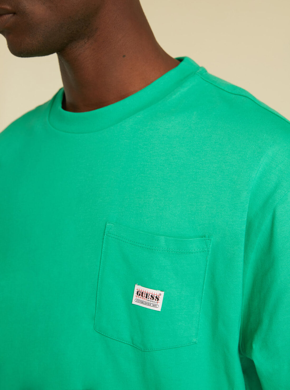 GUESS Mens GUESS Originals Green Pocket T-Shirt M1GI11RAGP0 Model Detail View