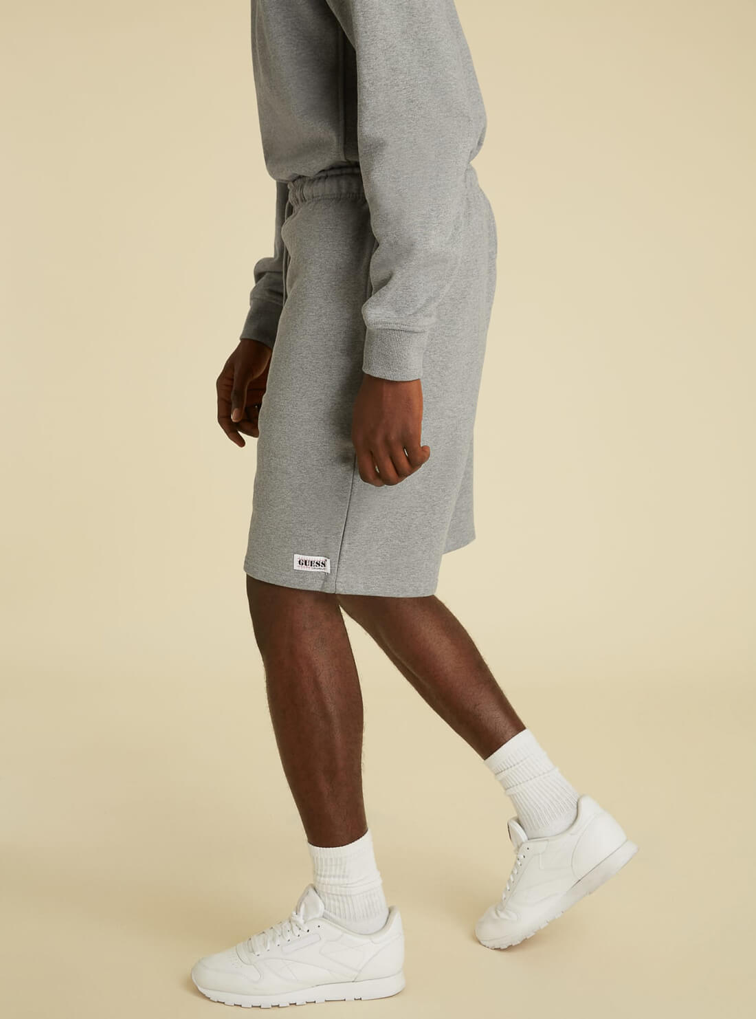 GUESS Mens GUESS Originals Grey Relaxed Fit Kit Shorts MBYQ01RA1B3 Side View