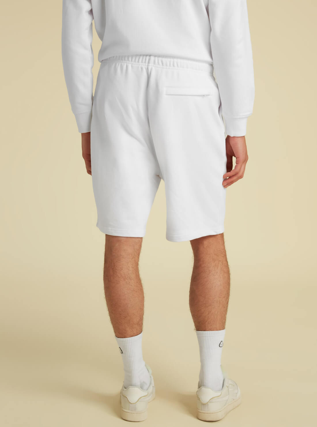 GUESS Mens GUESS Originals White Relaxed Fit Kit Shorts MBYQ01RA1B3 Back View