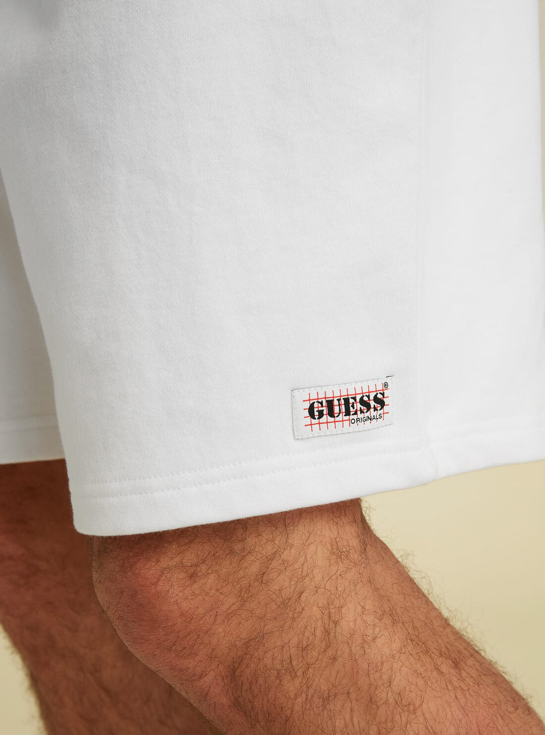 GUESS Mens GUESS Originals White Relaxed Fit Kit Shorts MBYQ01RA1B3 Detail View