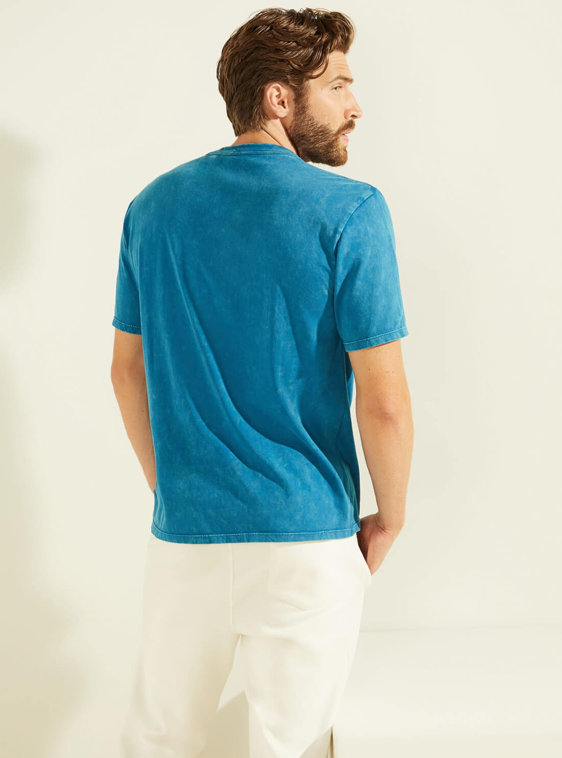 GUESS Mens Blue Gamer Logo Oversized T-Shirt M0YP52R9XF0 Back View
