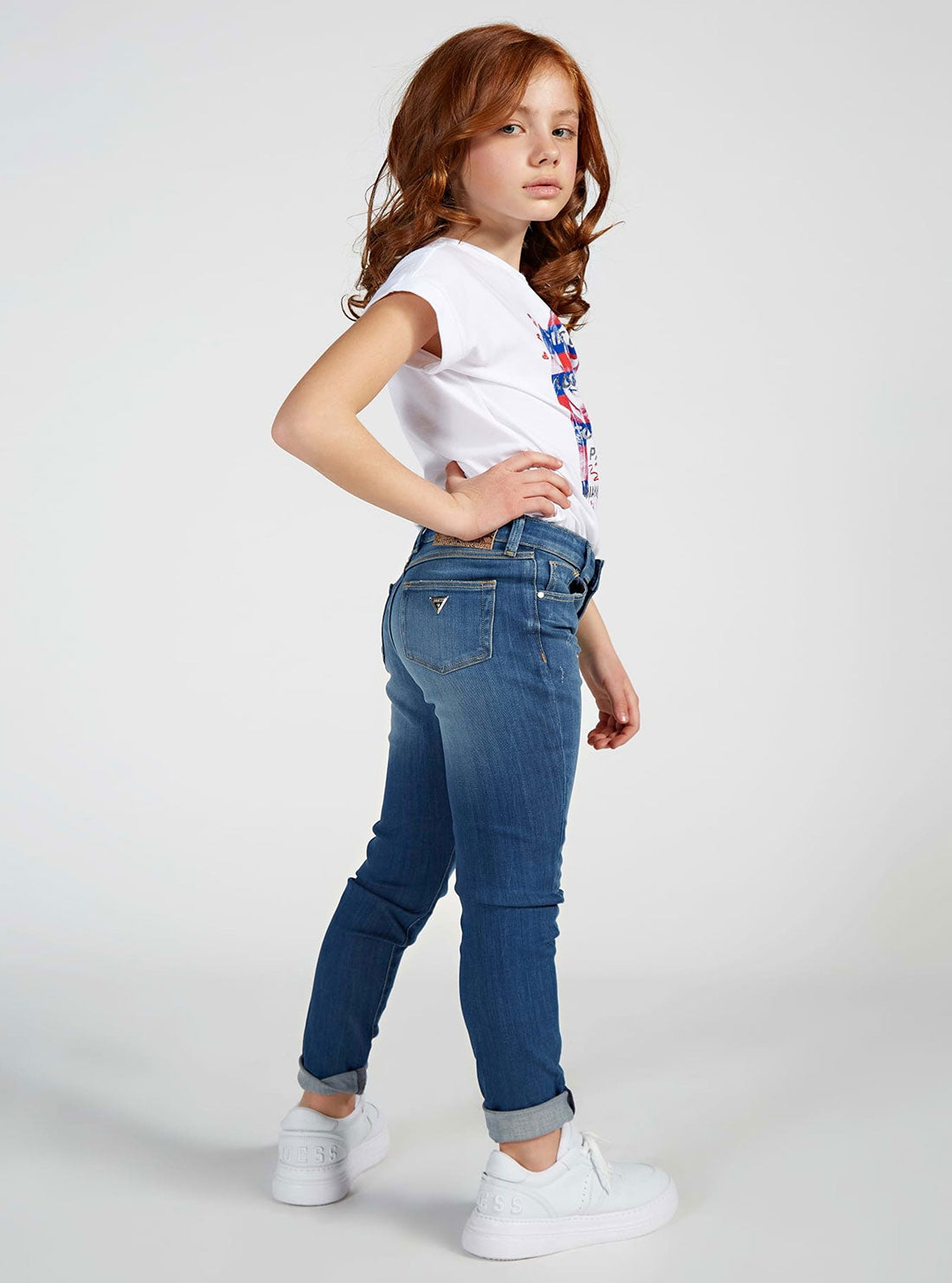 GUESS Big Girls Denim Skinny Jeans In Indigo Wash (7-16) J2RA03D4MA0 Back View