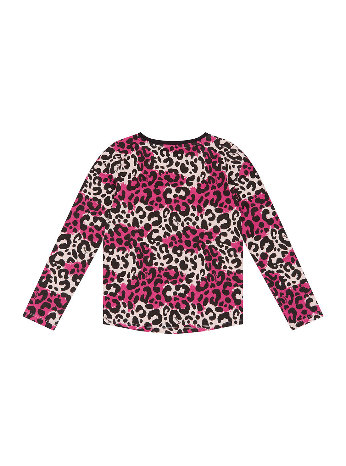 GUESS Girls Pink Leopard Logo T-Shirt (2-7) Back View