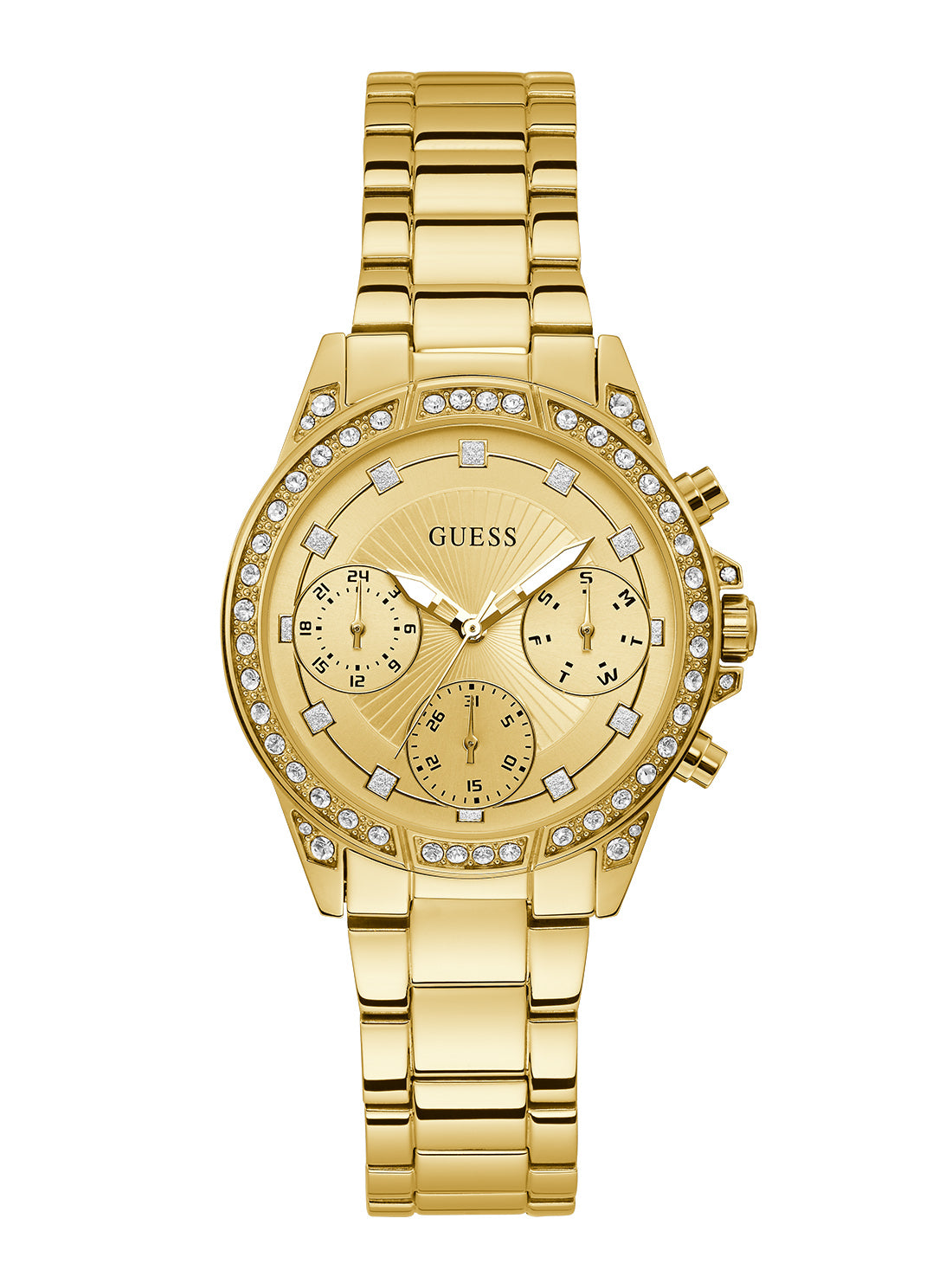 GUESS Womens Gold Gemini Crystal Watch W1293L2 Front View