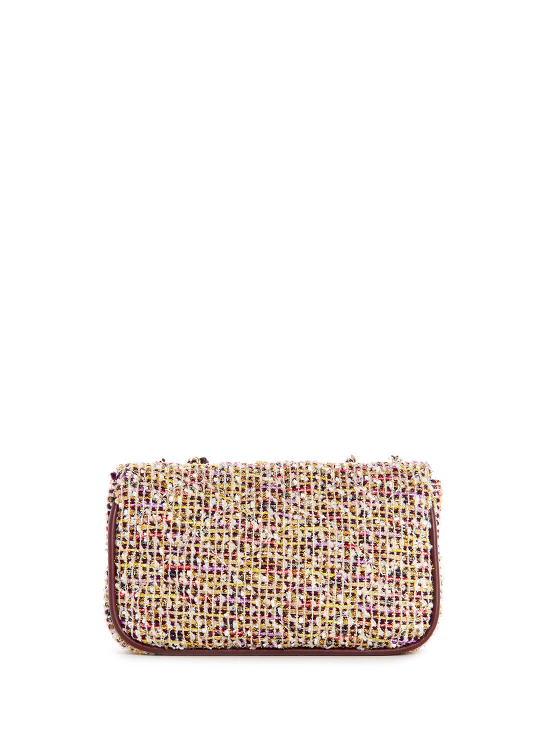 GUESS Womens Gold Multi Tweed Cessily Micro Mini Crossbody TF767978 Back View