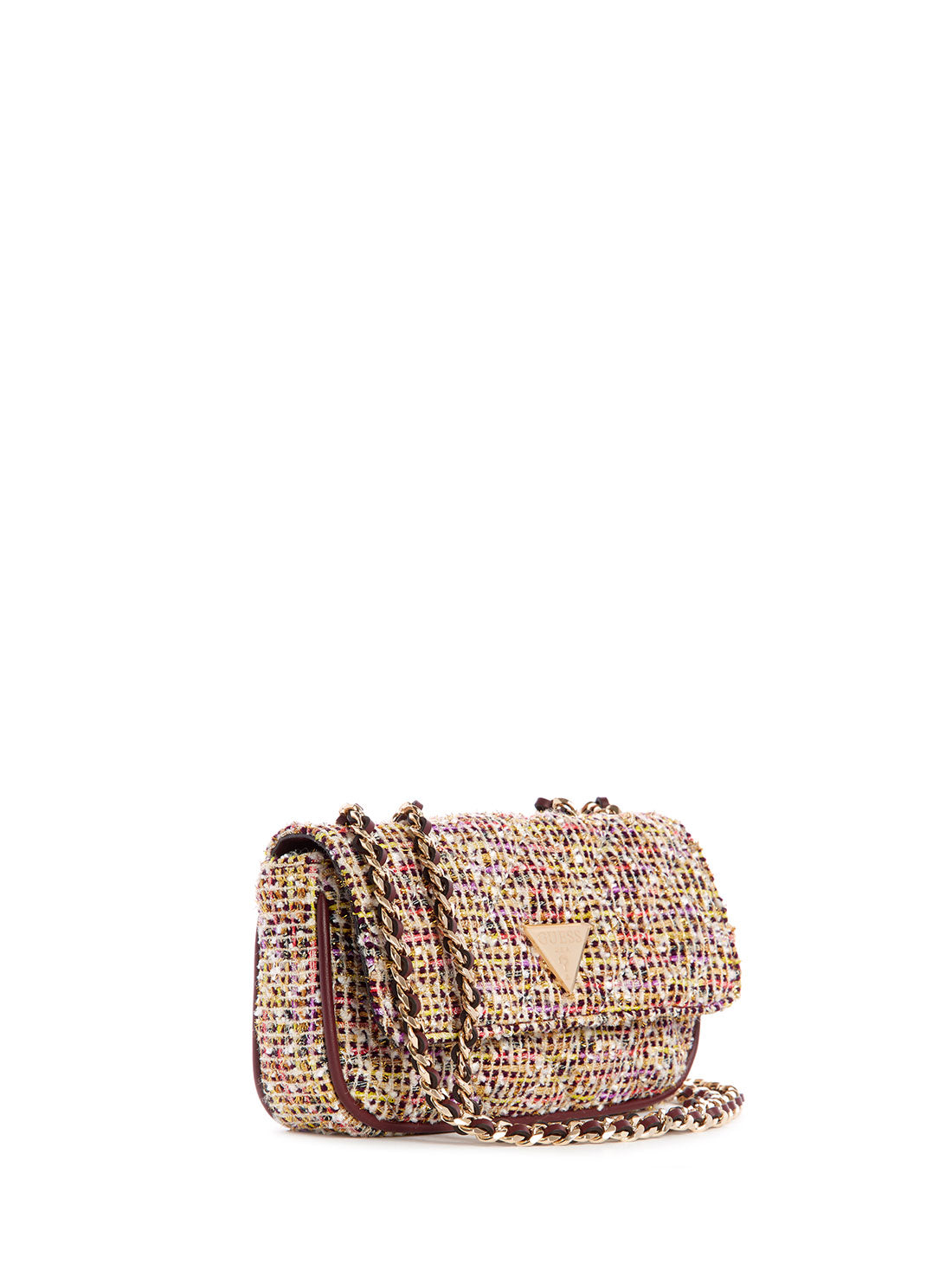 GUESS Womens Gold Multi Tweed Cessily Micro Mini Crossbody TF767978 Side View
