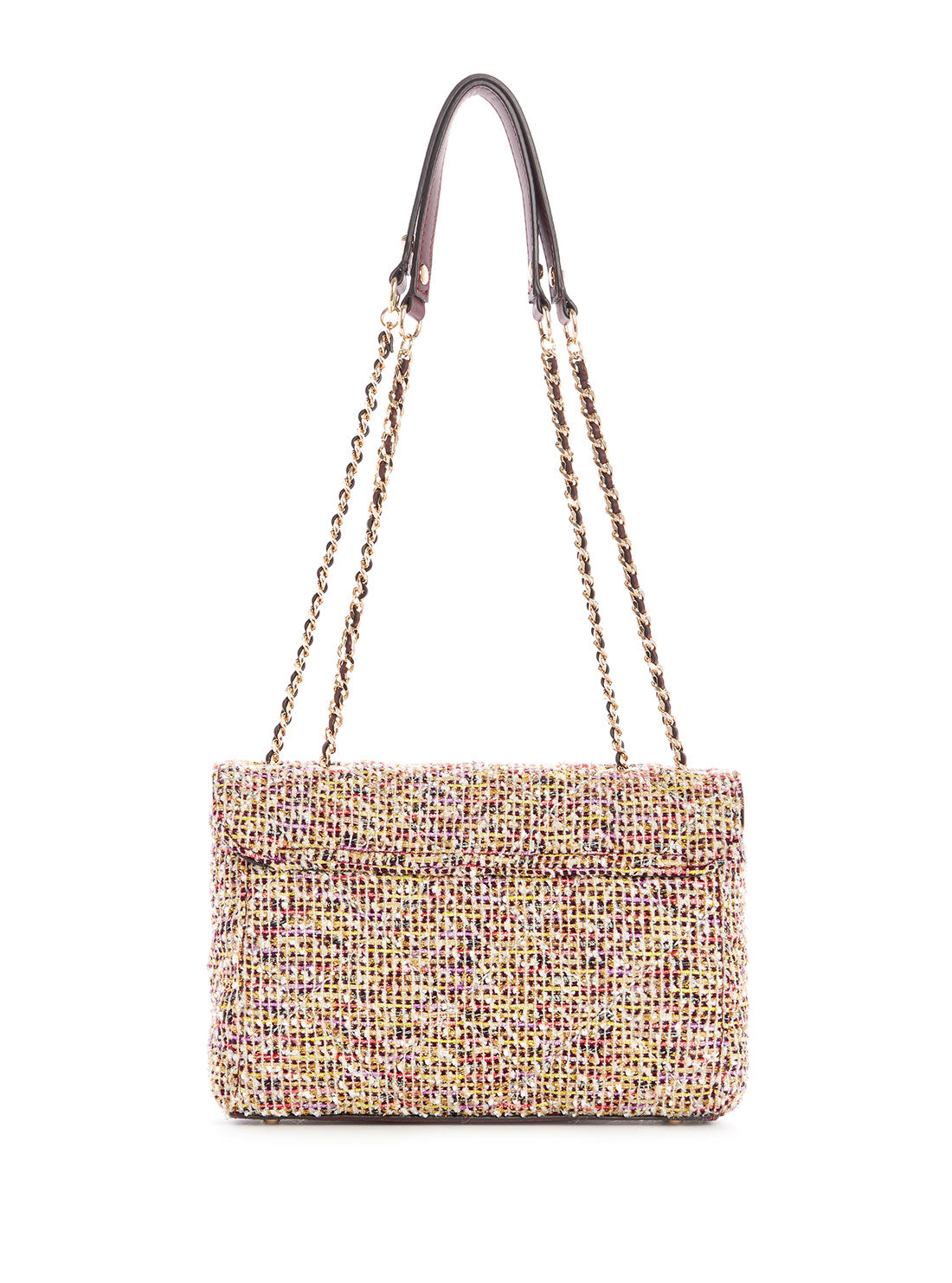 GUESS Womens Gold Multi Tweed Cessily Crossbody Bag TF767921 Back View