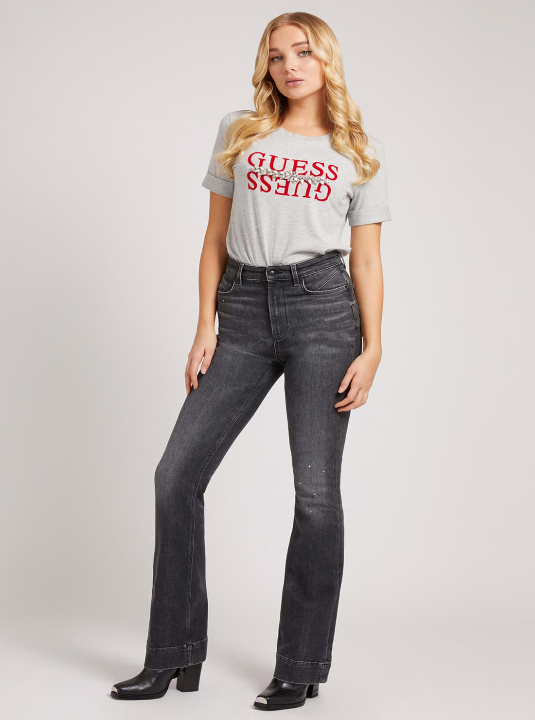GUESS Womens Grey Maider T-Shirt W1BI08K46D1 Full View