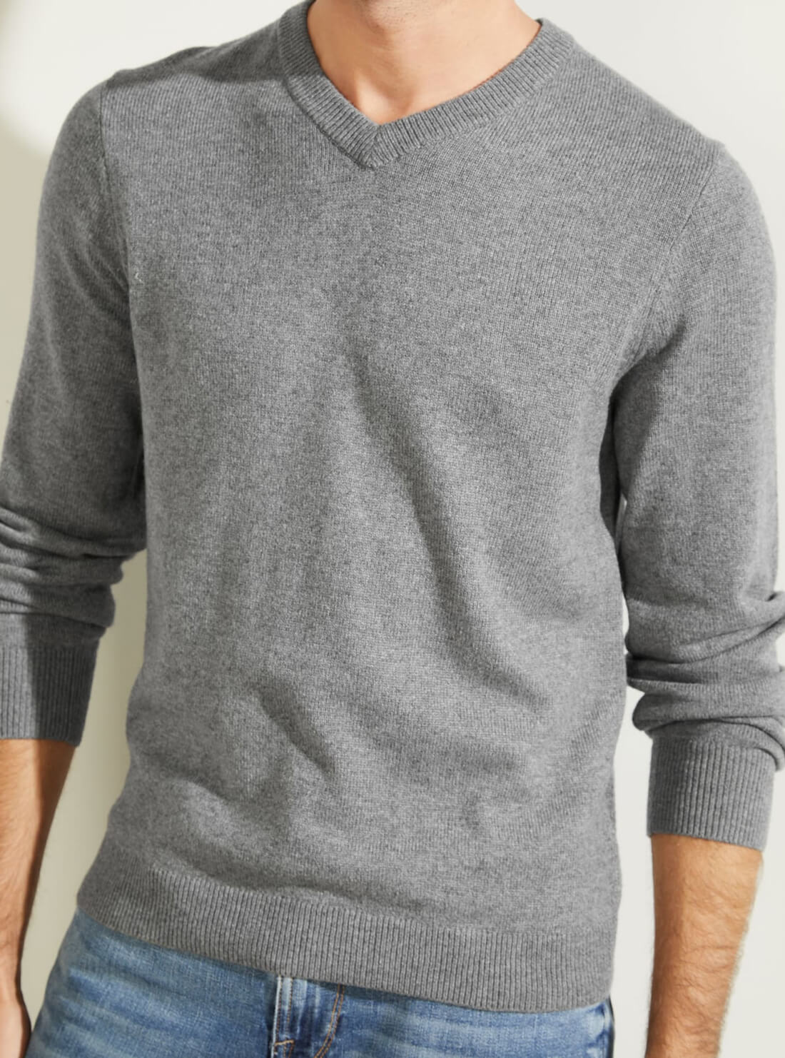 GUESS Mens Grey Owen V-Neck Jumper M1BR00R2VA0 Detail View