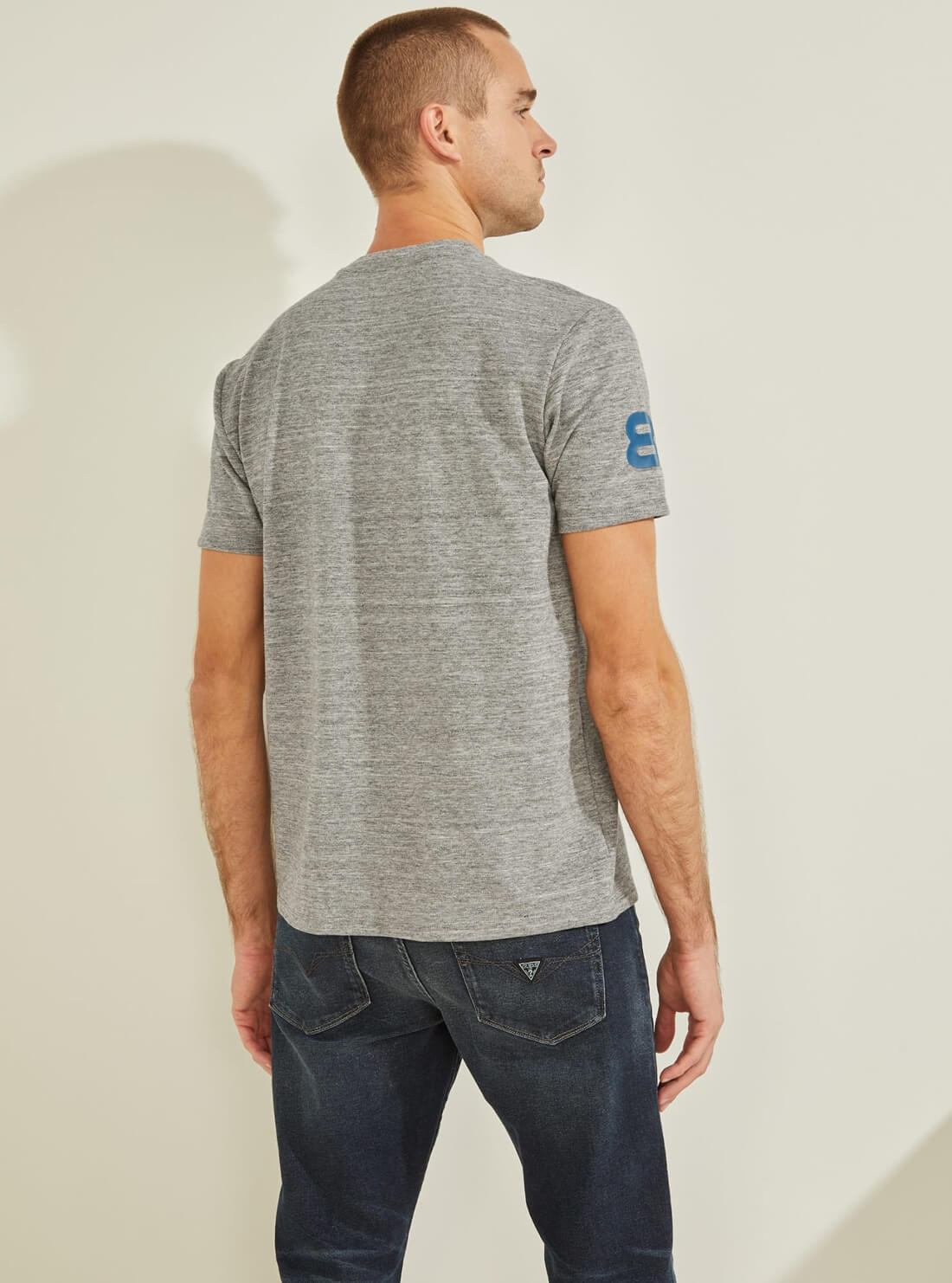 GUESS Mens Grey Ski Logo T-Shirt MBBI41KAS40 Back View