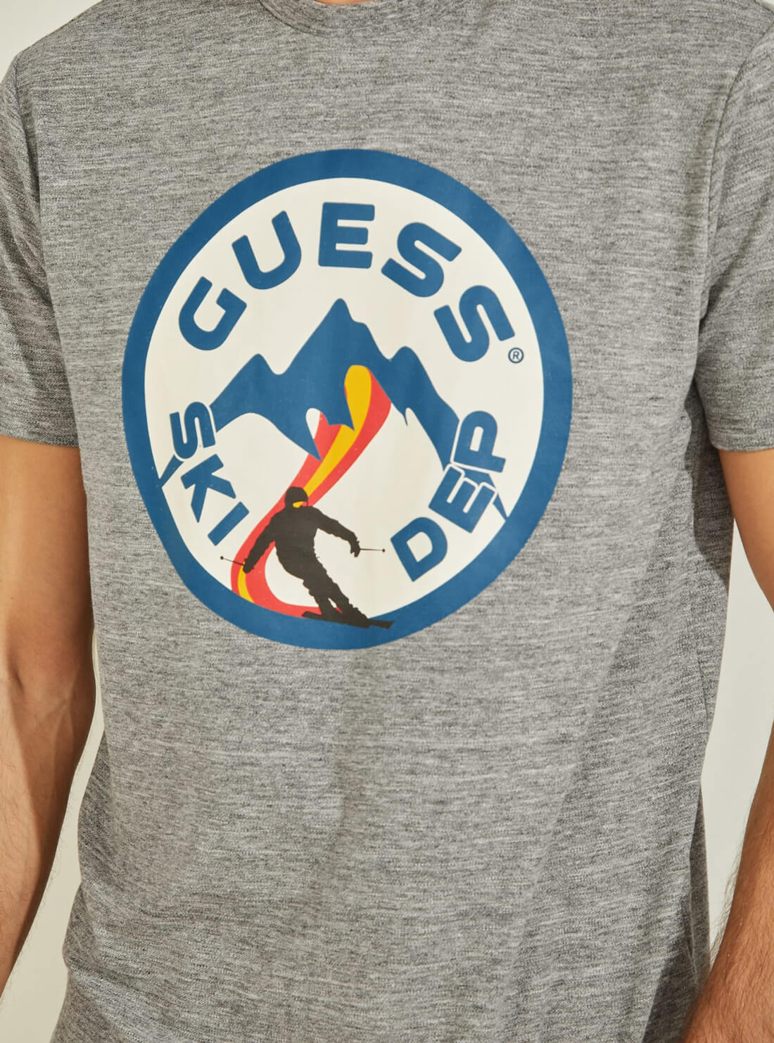 GUESS Mens Grey Ski Logo T-Shirt MBBI41KAS40 Detail View