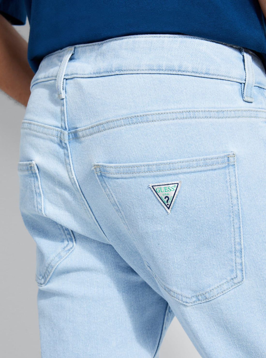 GUESS Mens GUESS Originals Mid-Rise Skinny Denim Jeans in Light Blue Wash M9BAN3R2XR0 Pocket Detail View
