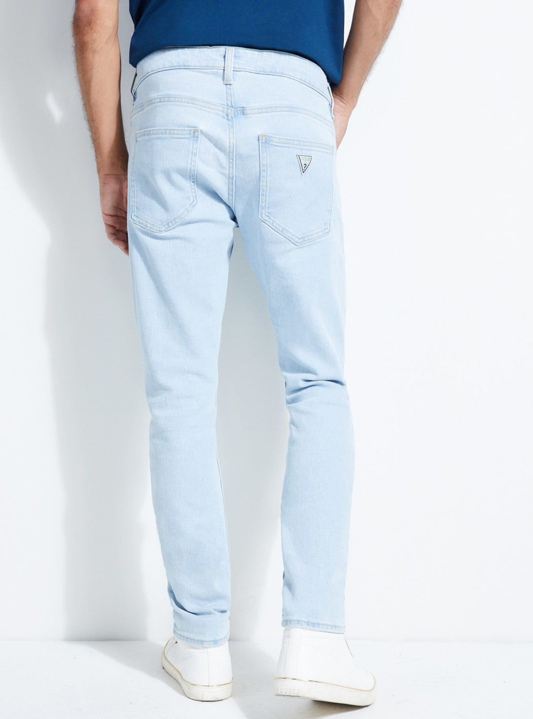 GUESS Mens GUESS Originals Mid-Rise Skinny Denim Jeans in Light Blue Wash M9BAN3R2XR0 Back View