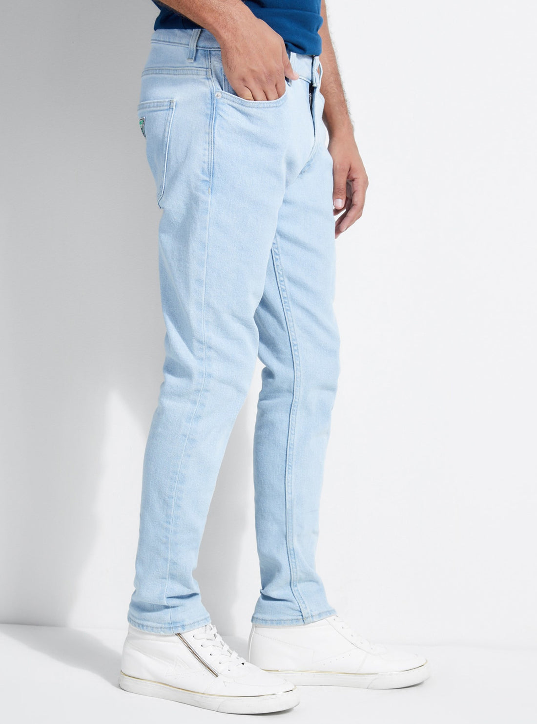 GUESS Mens GUESS Originals Mid-Rise Skinny Denim Jeans in Light Blue Wash M9BAN3R2XR0 Side View