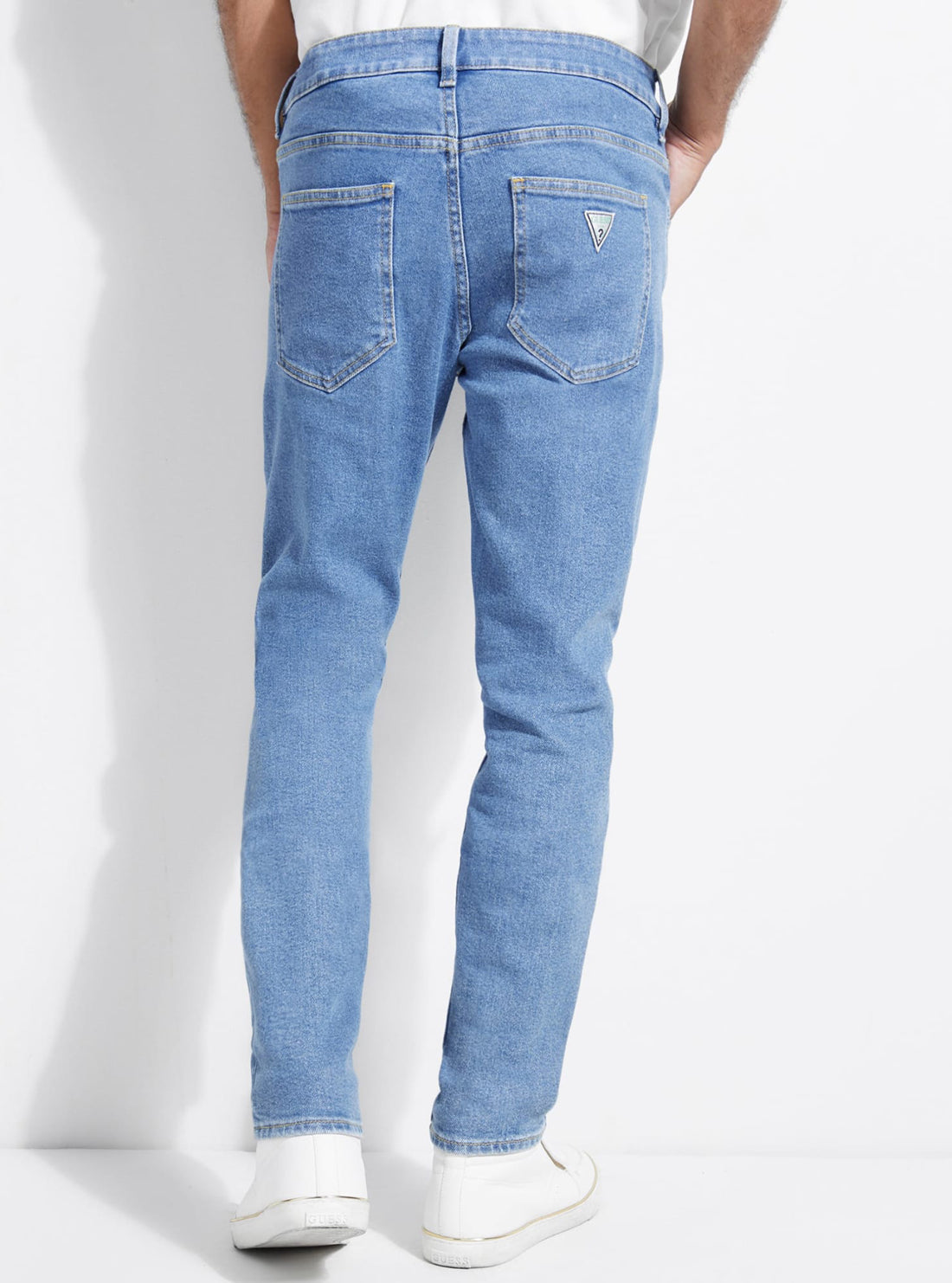 GUESS Mens GUESS Originals Mid-Rise Skinny Denim Jeans in Stone Wash M9BAN3R2XR0 Back View