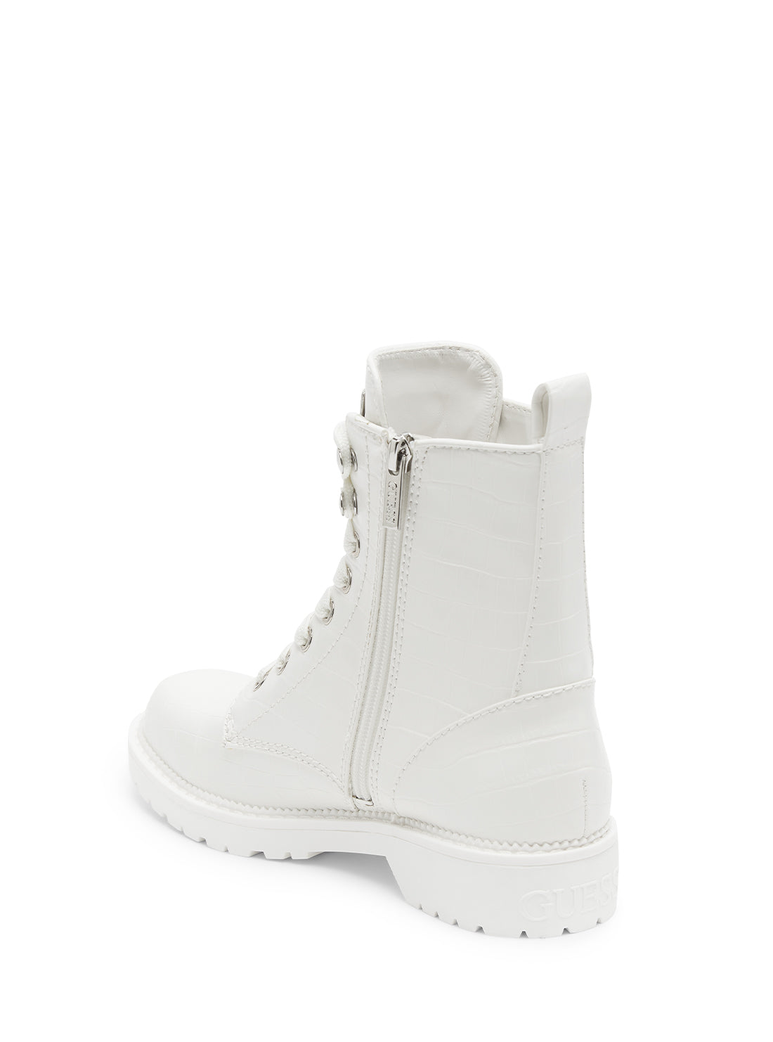 GUESS Womens  White High Top Talisi Combat Boots TALISI Back View