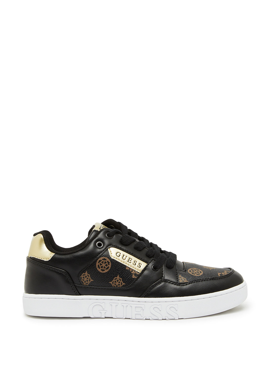 GUESS Julien Embossed Low-Top brown womens Sneakers side view