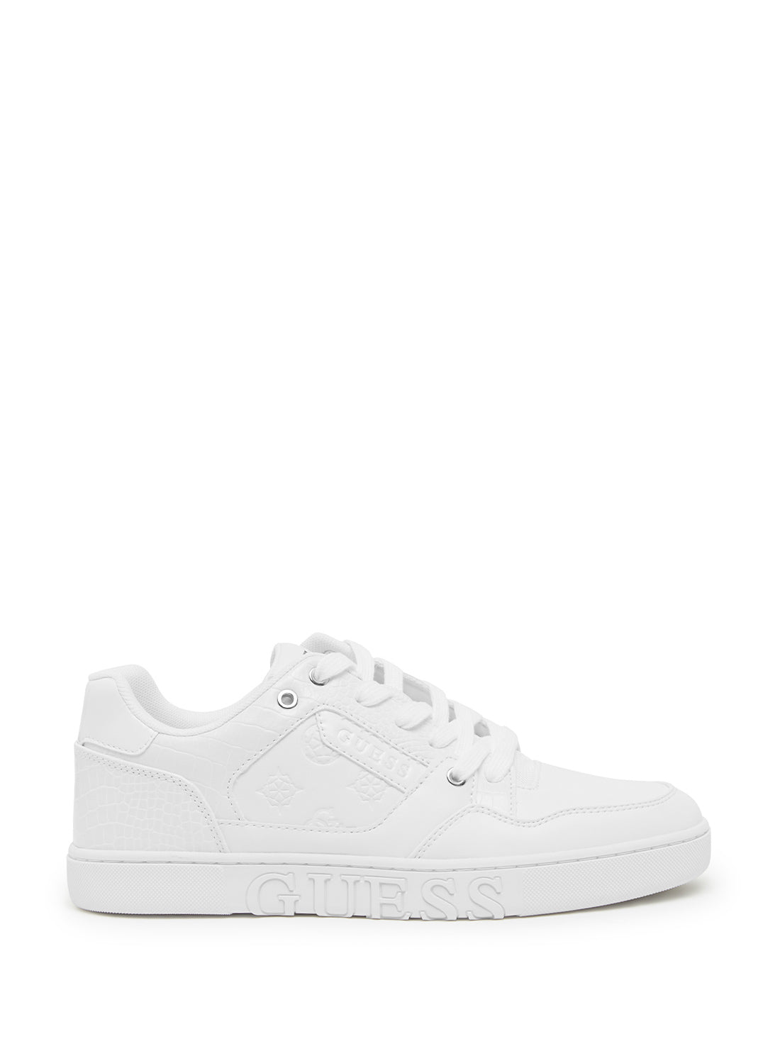 GUESS Julien Embossed Low-Top white womens Sneakers side view