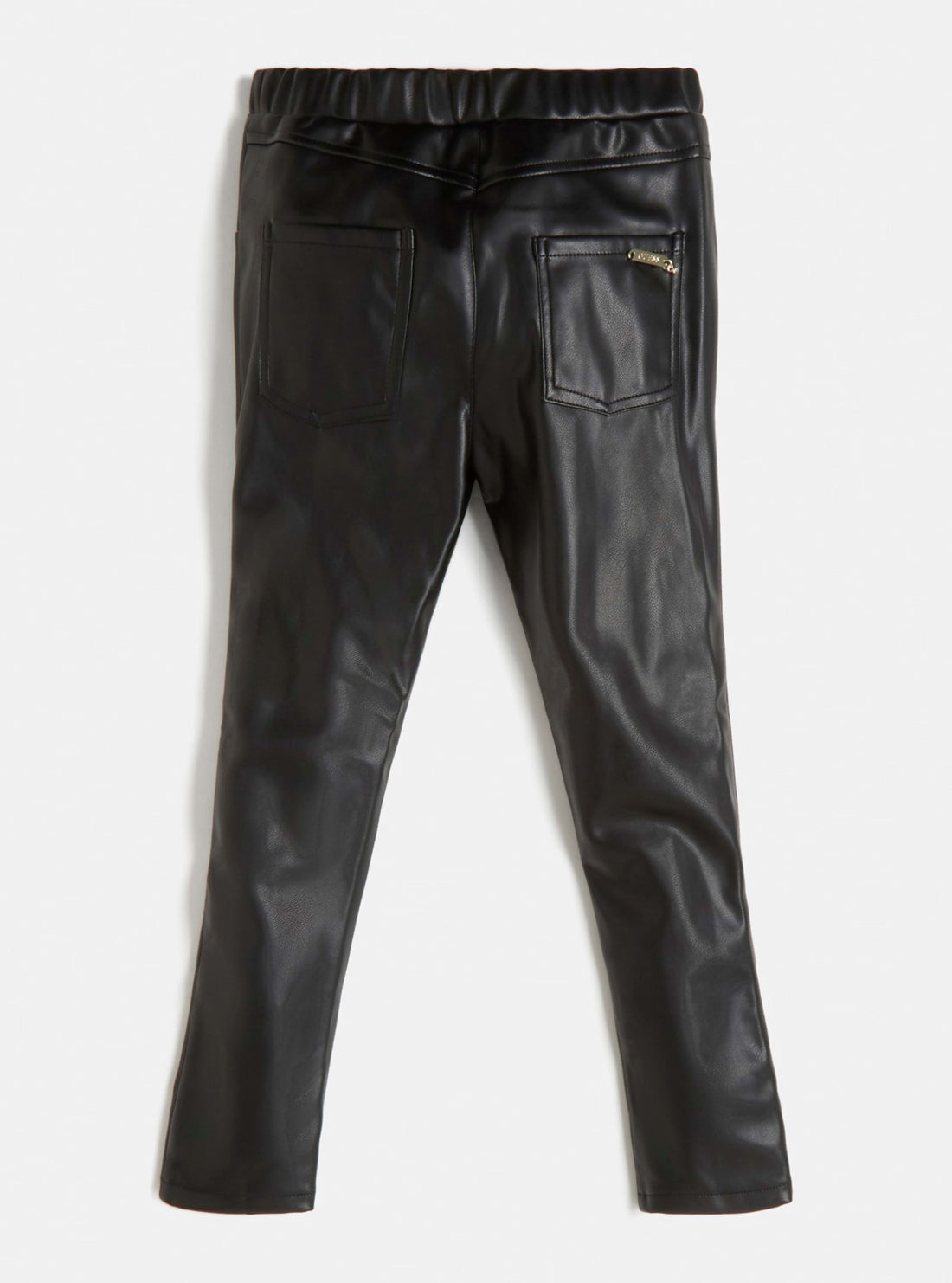 GUESS Kids Big Girl Black PU Leather Leggings (7-16) J1BB17WEBE0 Back View