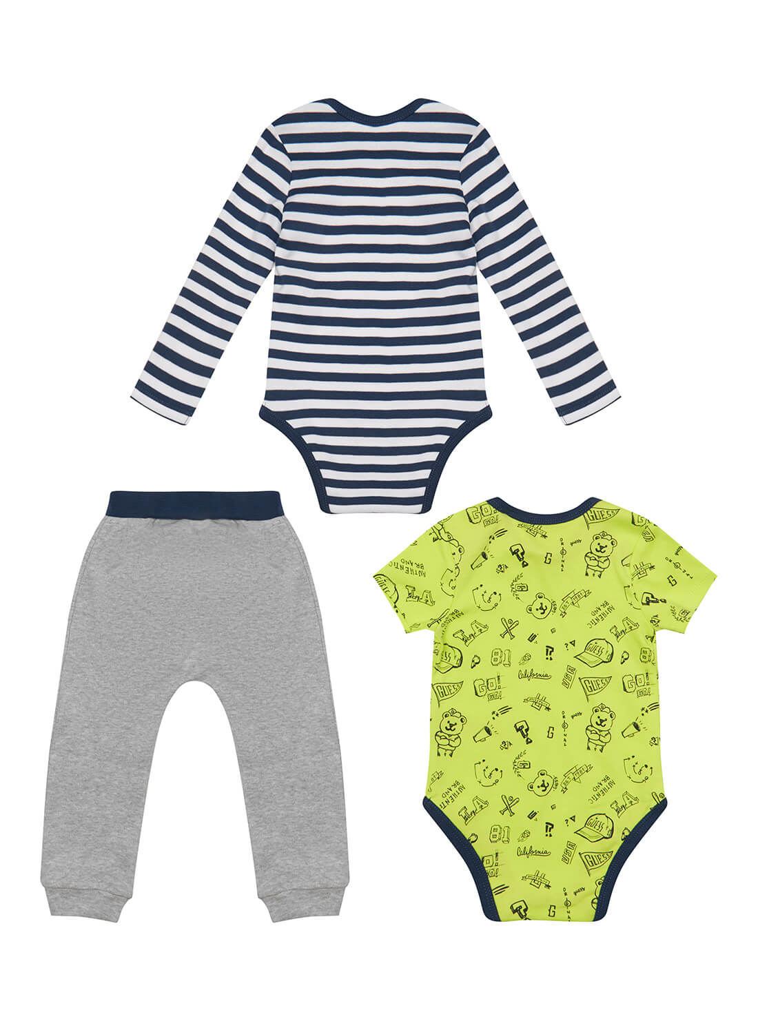 GUESS Baby Boy Green Multi Combo 3-Piece Set (0-12m) P2RG02K83S0 Back View