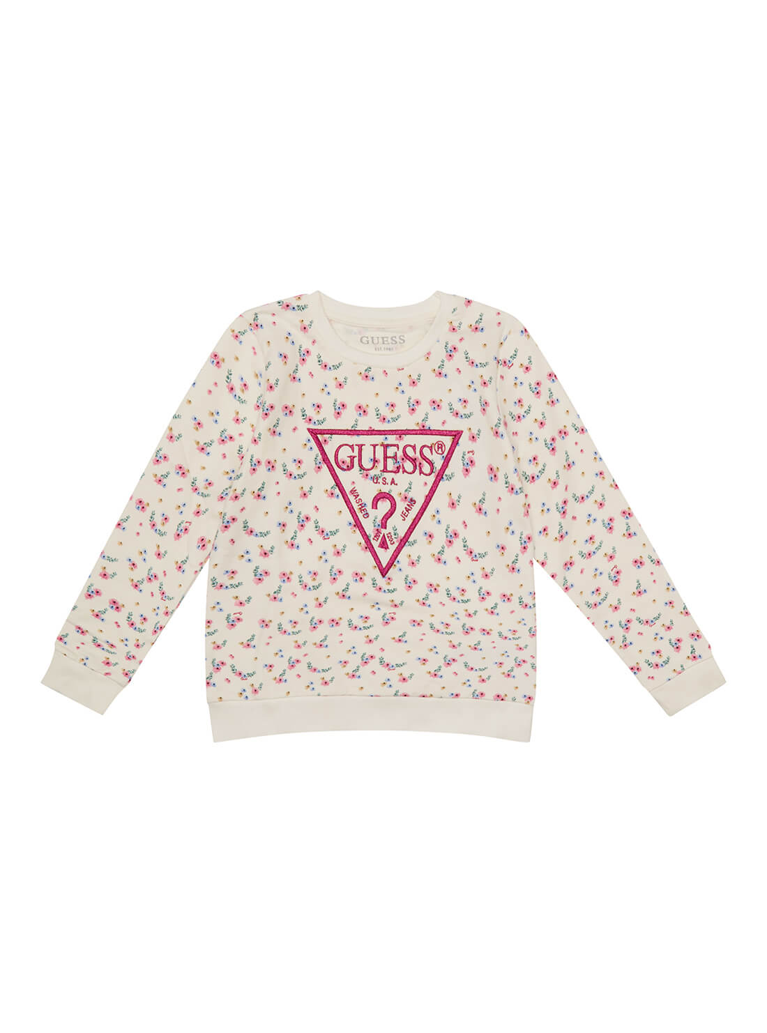 GUESS Kids Floral Logo Active T-Shirt (2-7) Front View
