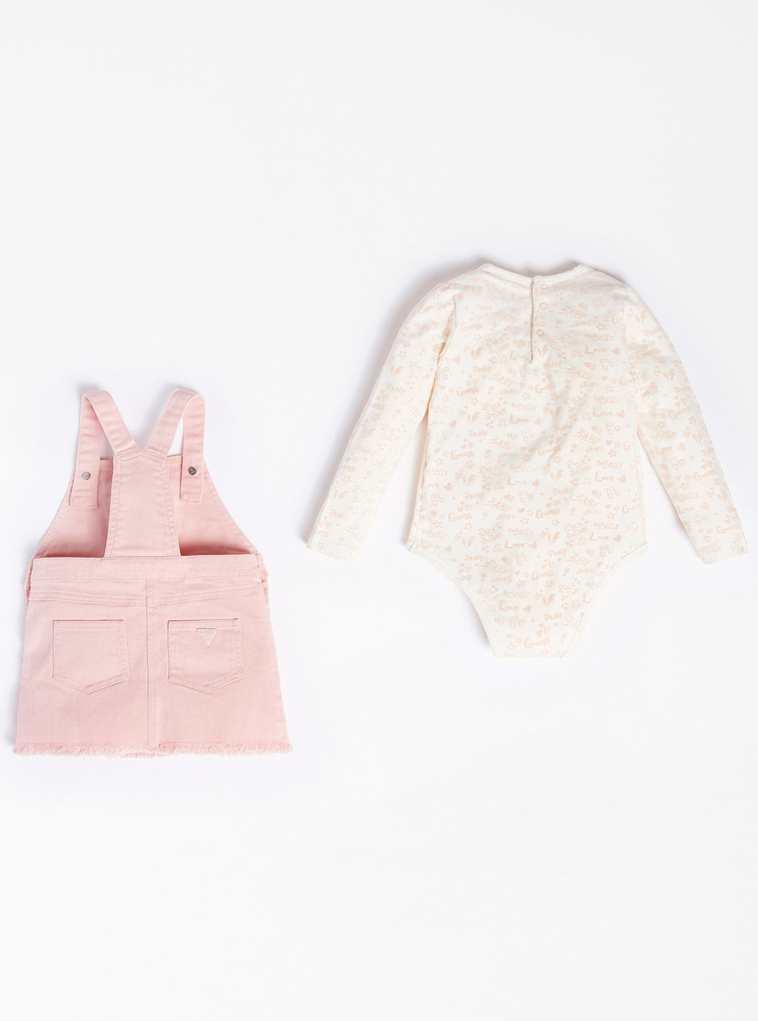 GUESS Baby Girl Pink Multi Love Bodysuit and Skirt Overall 2-Piece Set (3-18m) A1BG03J1300 Back View